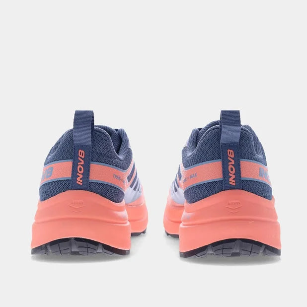 INOV8 Women's TrailFly Max Wide Trail Running Shoes - Blue Grey/Coral/Light Grey - Lightweight & Durable for Hiking, Trail Running & Outdoor Adventures