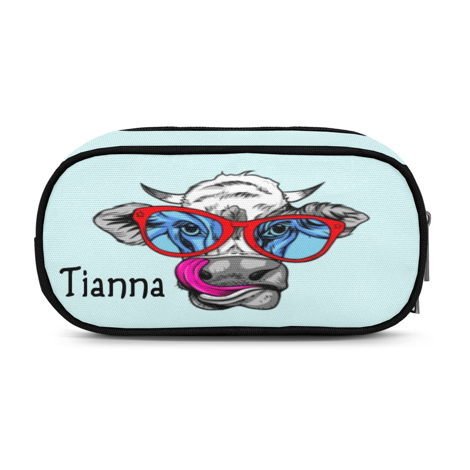 Personalized Funny Cow Print Large Capacity Pencil Case - 2 Compartment Pen Holder Pouch for Markers, Pens & School Supplies | Cute Stationery Organizer for Students, Office & Art Projects