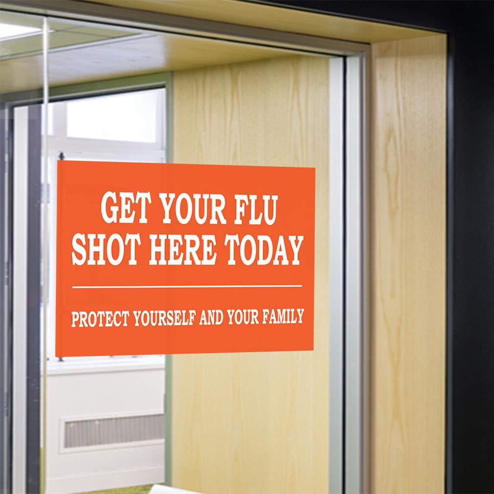 Flu Shot Decal Sticker Set of 2 - Multiple Sizes for Doctor Offices & Medical Clinics - Health Awareness Reminder - Indoor/Outdoor Use for Hospitals, Schools, and Pharmacies