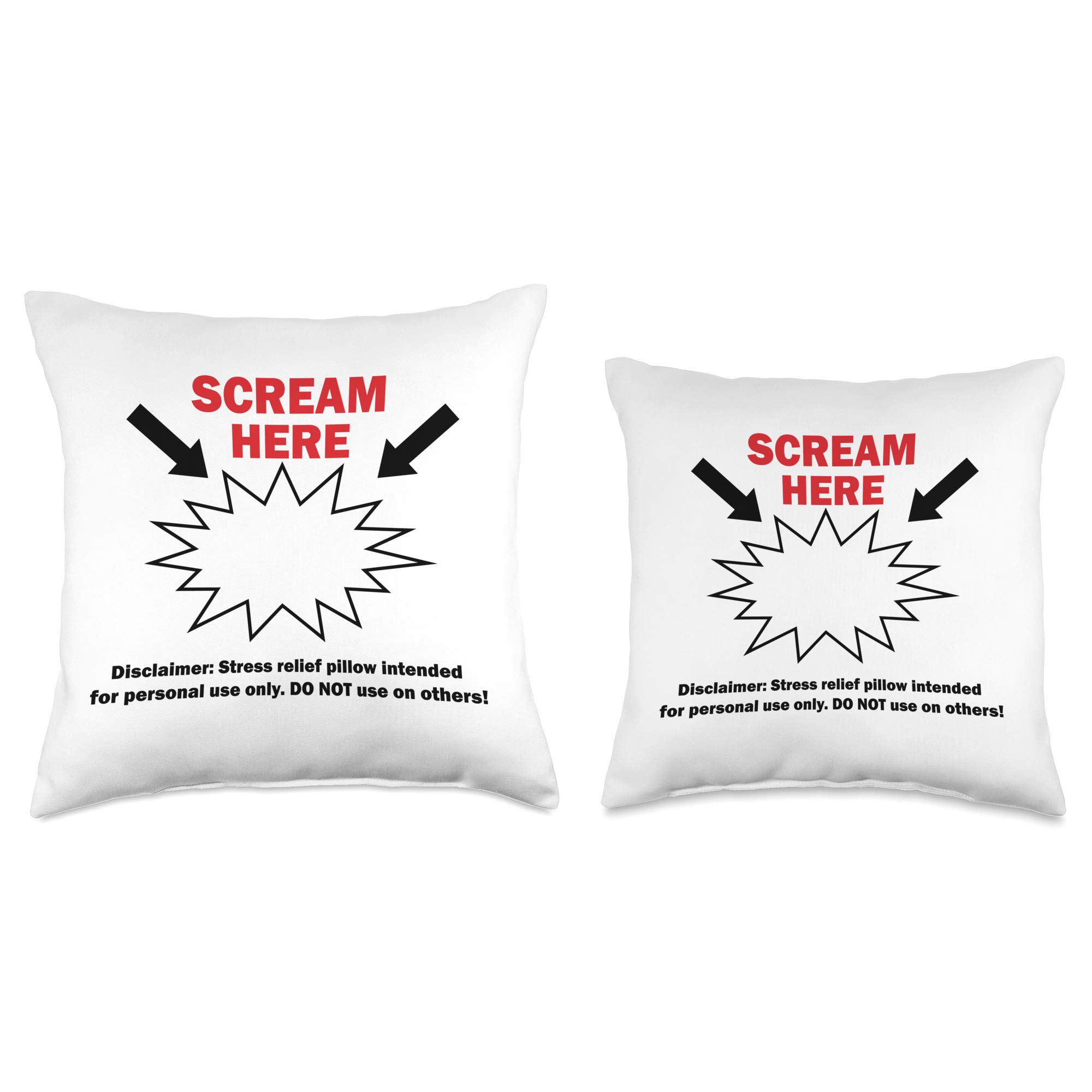 Funny Scream Here Gag Gift Throw Pillow - Decorative Couch Pillow for Living Room, Office Prank & Home Decor