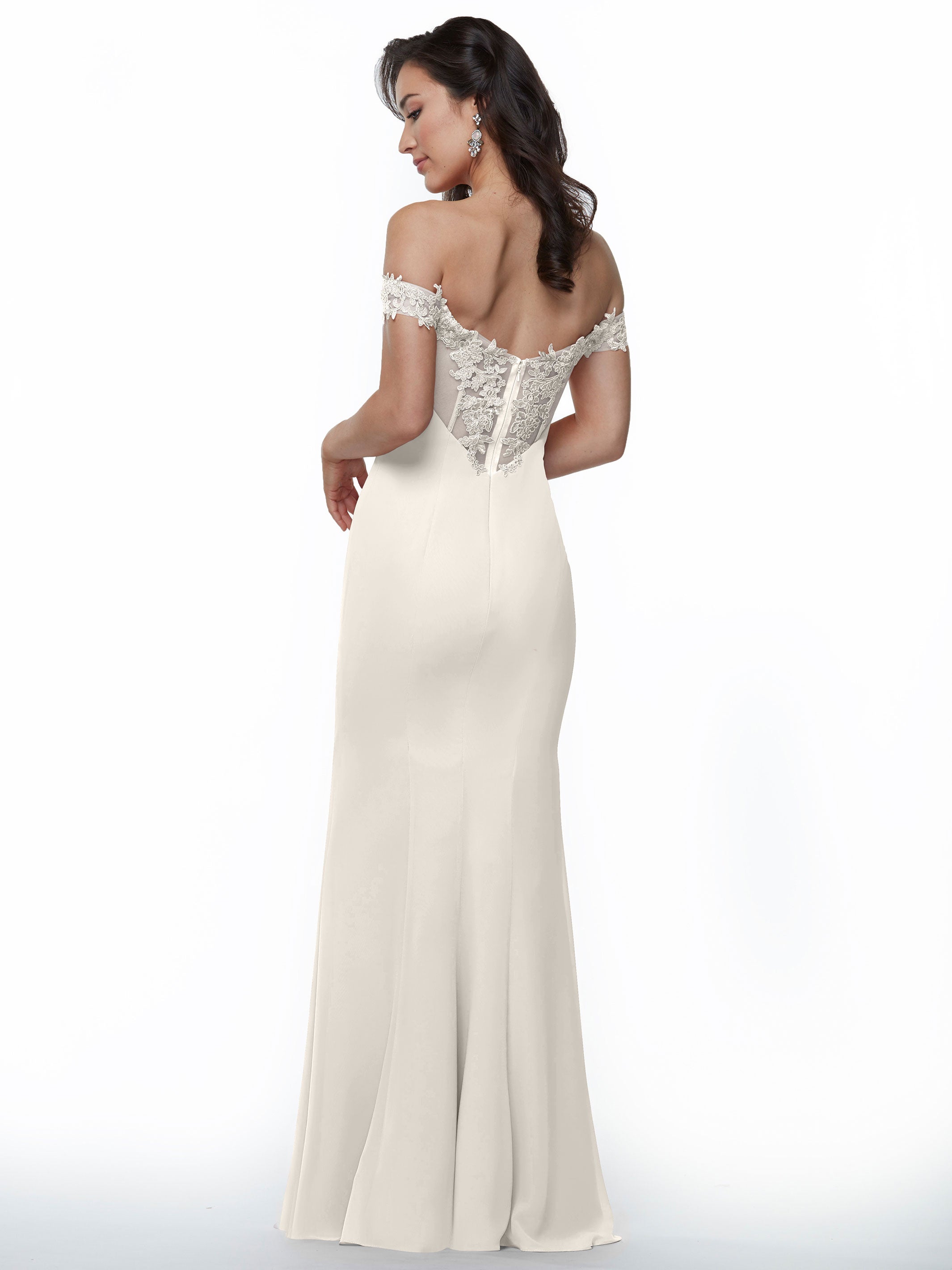 Elegant Off-the-Shoulder Lace and Chiffon Bridesmaid Dress 80121 - Perfect for Weddings, Formal Events & Special Occasions