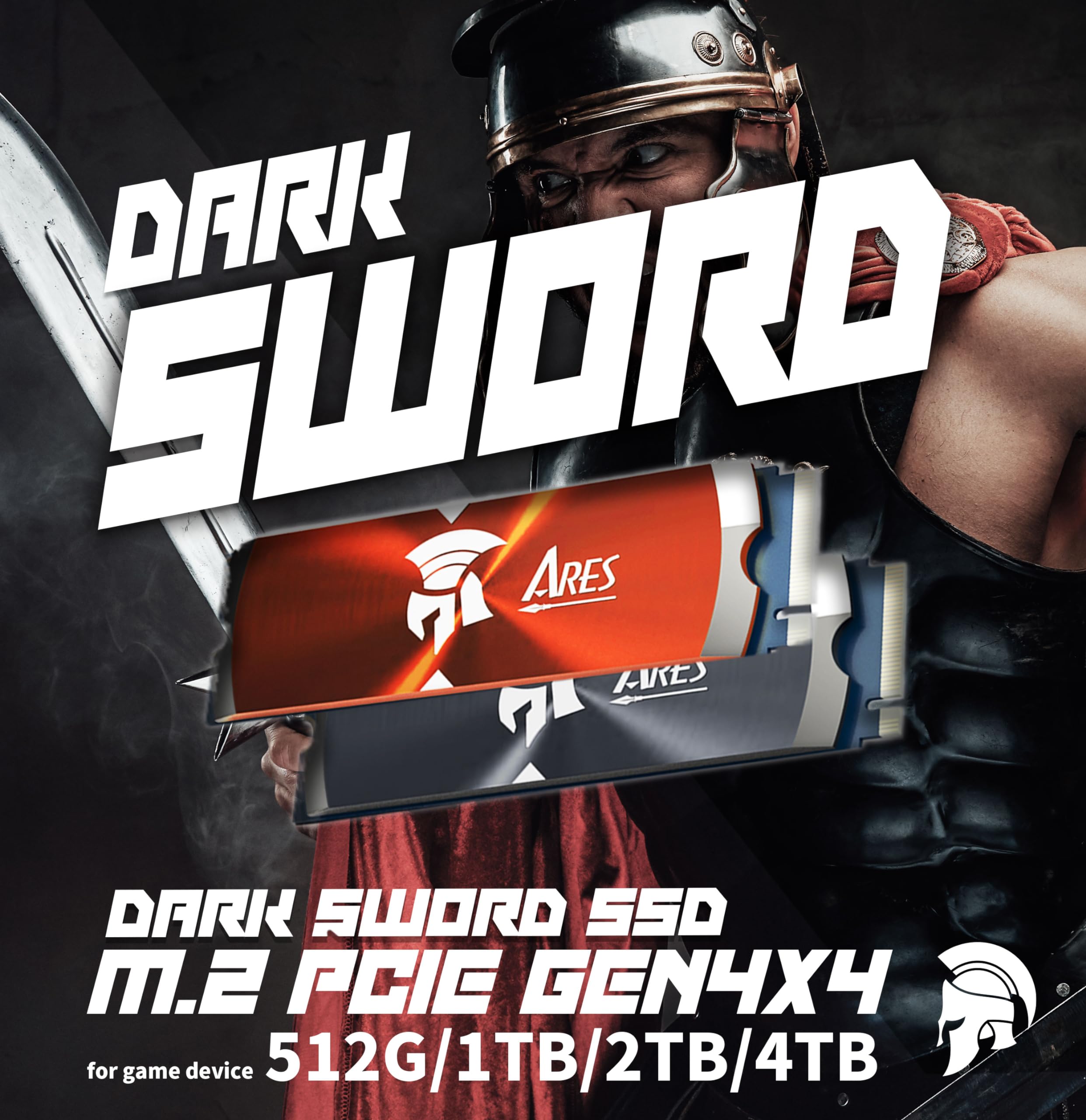 High-Speed DATO ARES Dark Sword 2TB NVMe PCIe Gen4 M.2 SSD with Heatsink - 7200MB/s Read, 6850MB/s Write - Compatible with PS5 & PC Gaming, Video Editing, Workstation - Internal Solid State Drive (2280) for Ultimate Performance