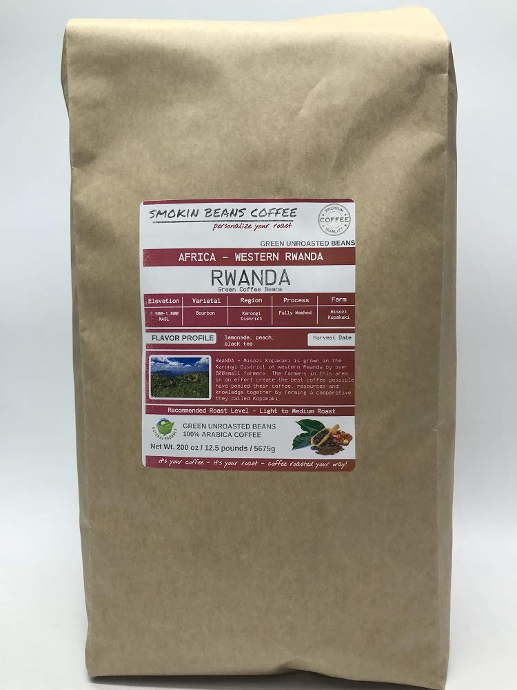 Premium 12.5-Pound Rwanda AA Unroasted Green Arabica Coffee Beans - Specialty Grade, Fresh Current Crop - Perfect for Home Roasting & Brewing - Ideal for Coffee Enthusiasts, DIY Roasters & Specialty Coffee Lovers - Use in Home Coffee Roasters, French Press, Espresso & Drip Coffee Makers