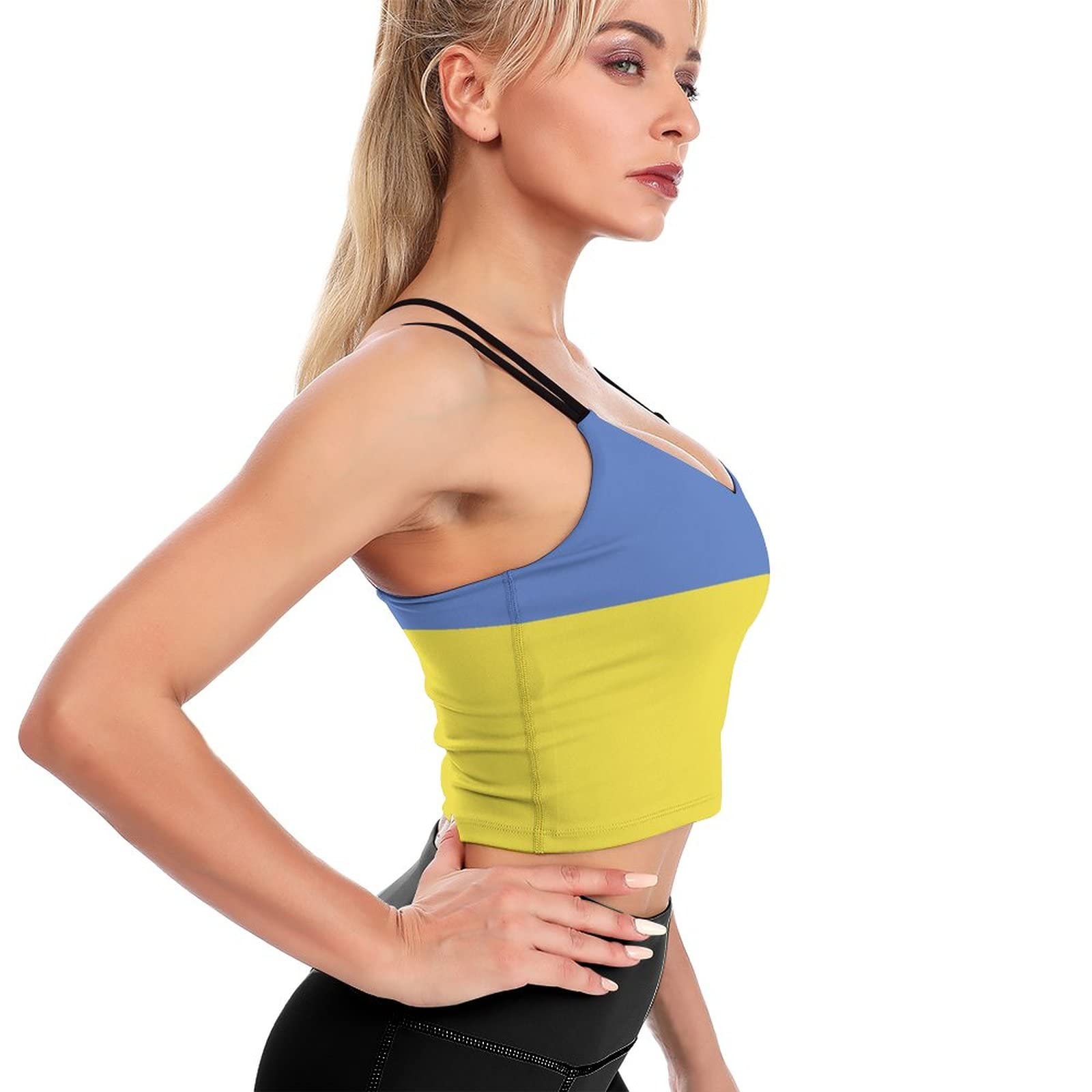 Ukraine Flag Sports Bras for Women - Padded Gym Workout Short Crop Top Yoga Tank Top - Perfect for Running, Yoga & Fitness Training