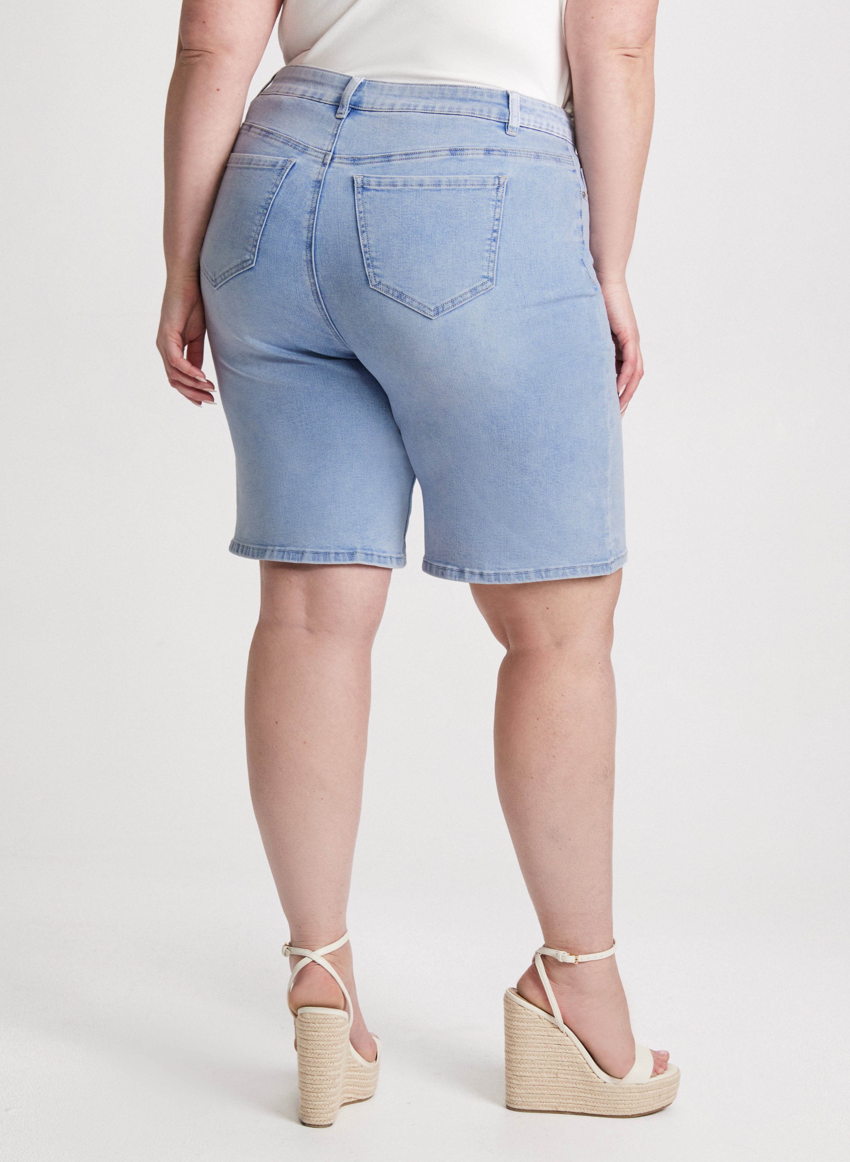 Stylish Women's Denim Bermuda Shorts - High Waist Comfort Fit for Summer & Casual Outings | Perfect for Beach, Travel & Everyday Wear