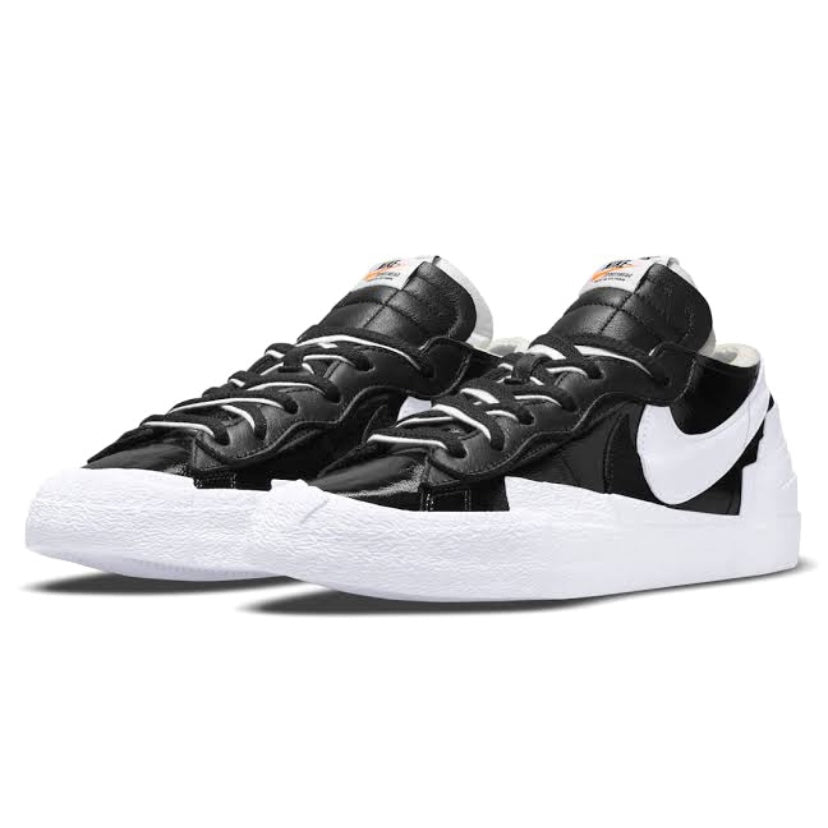 Nike x Sacai Blazer Low Sneakers - Patent Leather Black & White Basketball Shoes for Men & Women | Streetwear Fashion & Casual Wear