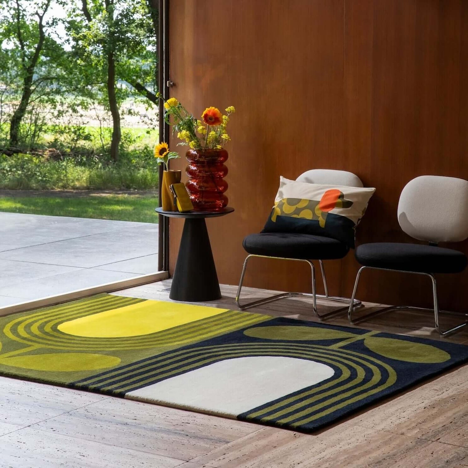 Natural Striped Tulip Seagrass Rug - Handwoven Eco-Friendly Floor Mat for Living Room, Bedroom & Boho Home Decor