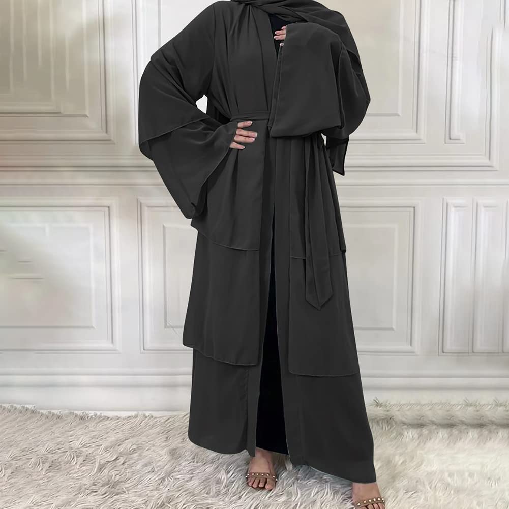 Muslim Abaya Dress for Women - Long Sleeve Islamic Dubai Abaya Cardigan Robe - Modest Middle East Prayer Dress with Hijab - Perfect for Prayer, Mosque, and Special Occasions