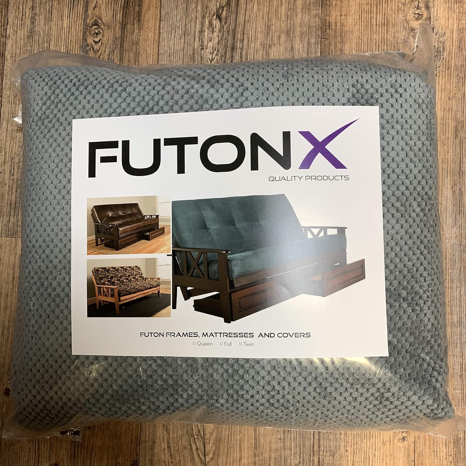 Queen Size Plush Futon Cover - Zippered Slipcover for 6-8 Inch Mattresses (Thunder) | Soft & Durable Sofa Bed Protector | Perfect for Guest Rooms, Dorms & Small Spaces