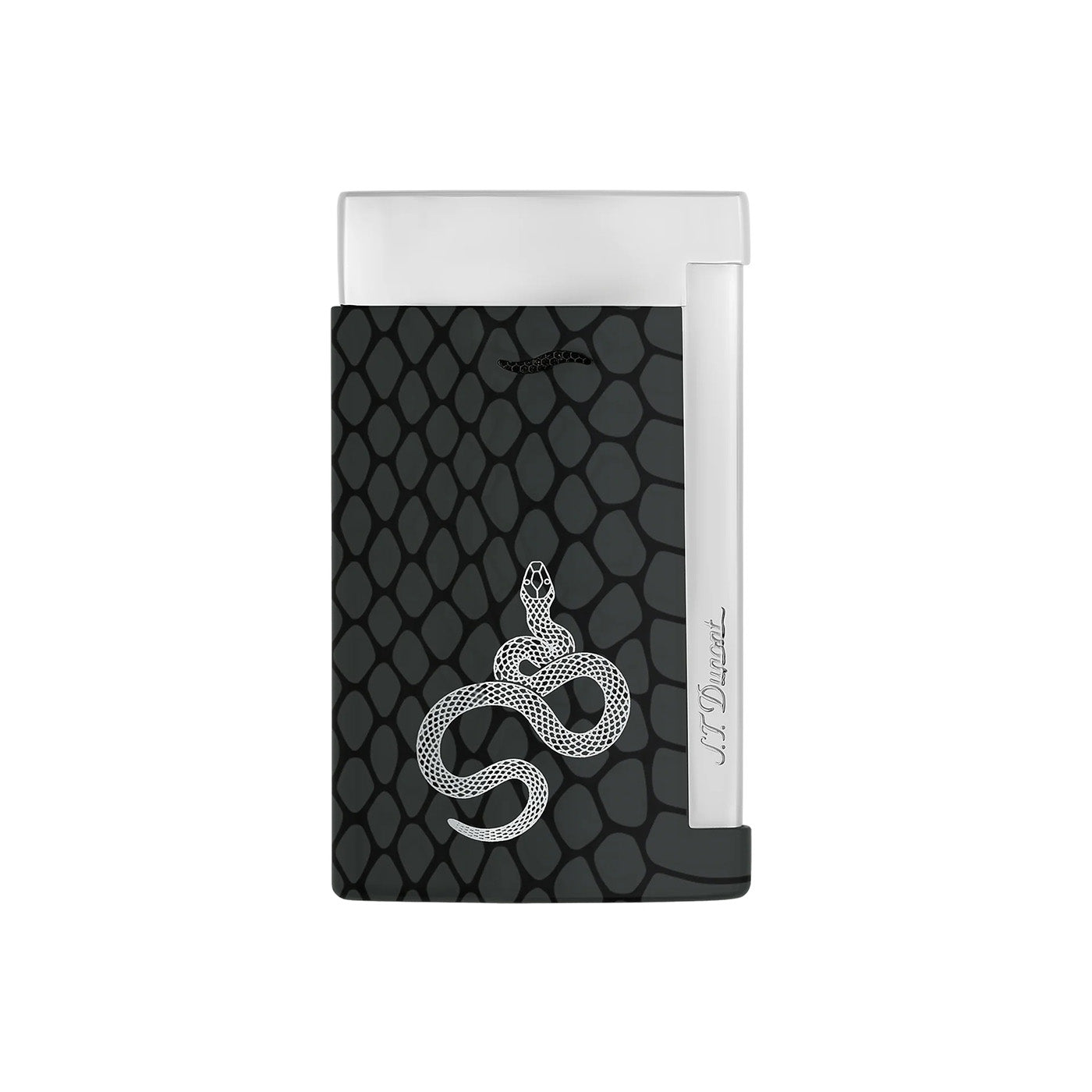 S.T. Dupont Slim 7 Snake Black & Palladium Flat Flame Lighter - Premium Windproof Butane Lighter for Cigars, Candles & Outdoor Use