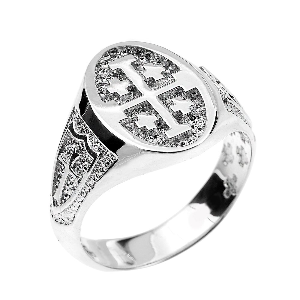 925 Sterling Silver Jerusalem Cross Ring for Men – Durable & Stylish Religious Jewelry for Gifts, Weddings, and Everyday Wear