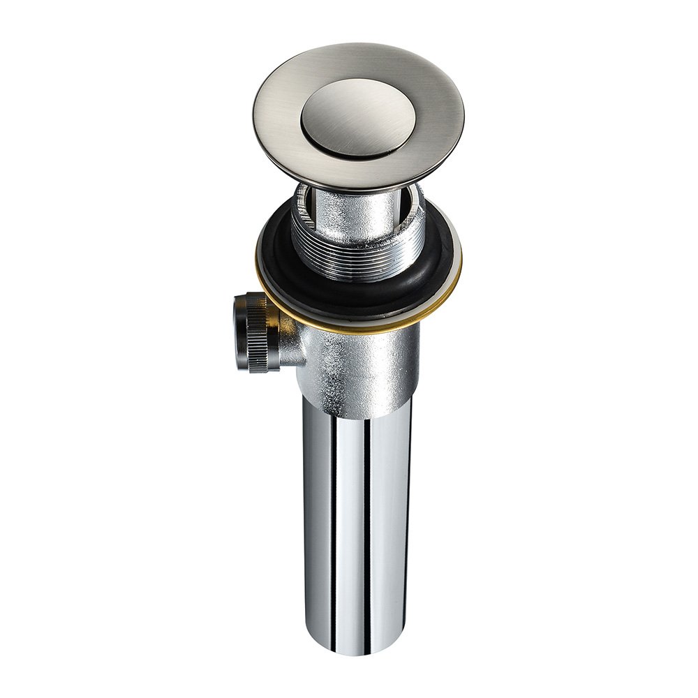 Purelux Brushed Nickel Bathroom Faucet Vanity Sink Drain Stopper with Lift Rod & Overflow - Pop-Up Drain Assembly for Bathroom Sink, Basin, and Vanity (Perfect for Home Renovation & Bathroom Upgrades)