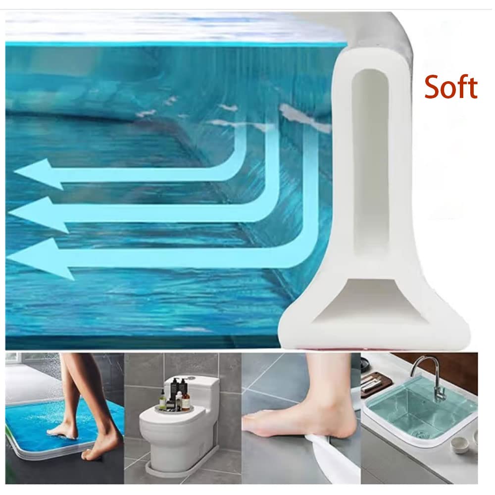 79 Inch Collapsible Shower Threshold Water Dam - Self-Adhesive Bathtub Water Guard for Leak Prevention (Red) - Perfect for Bathroom, Shower Stall, and Tub Sealing to Prevent Water Leakage
