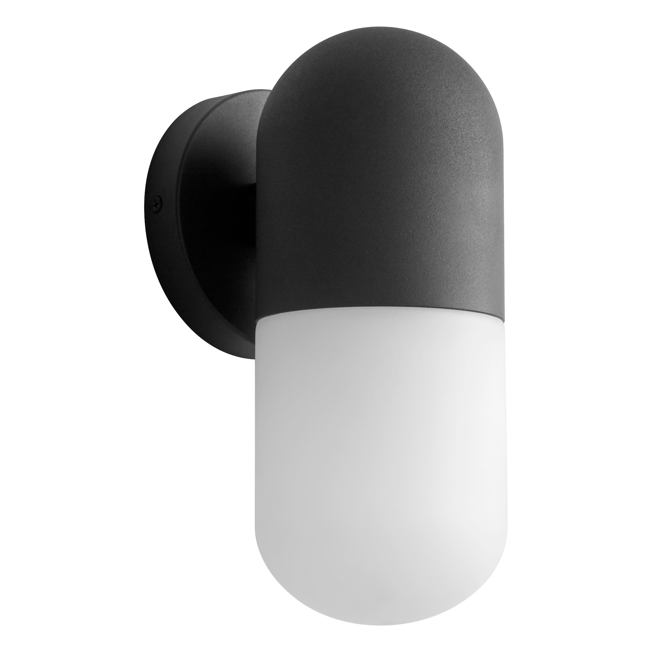 Oxygen Corpus 3 757 15 Medium 10 Inch Outdoor Wall Sconce Lantern Light with White Glass Lens - Modern Black Exterior Lighting for Porch, Patio, Garden & Entryway