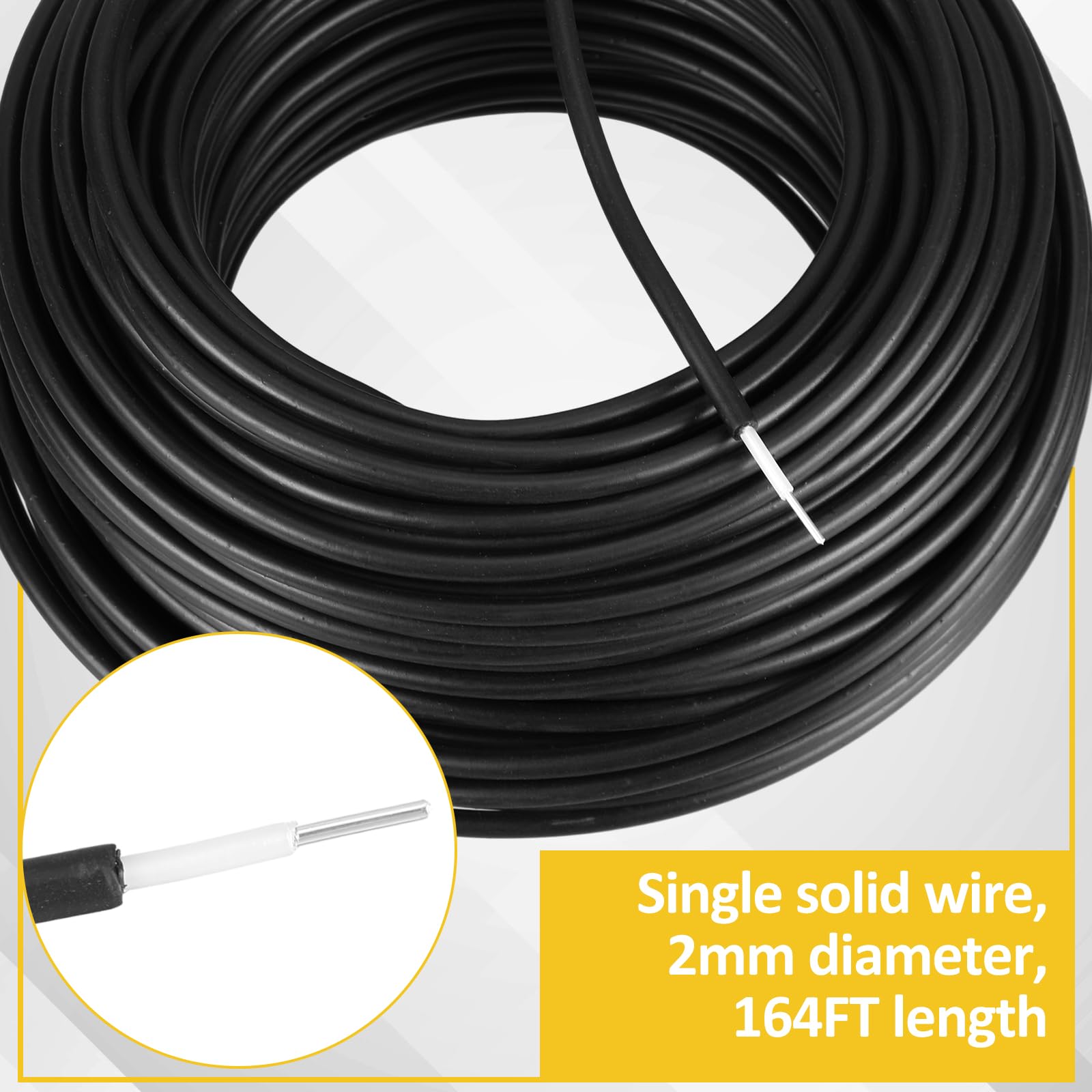 Kanayu 12 Gauge Double Insulated Underground Electric Fence Wire - 164ft Hard Cable with Plastic Reel for Livestock Containment & Farm Security | Weatherproof & Durable for Outdoor Use