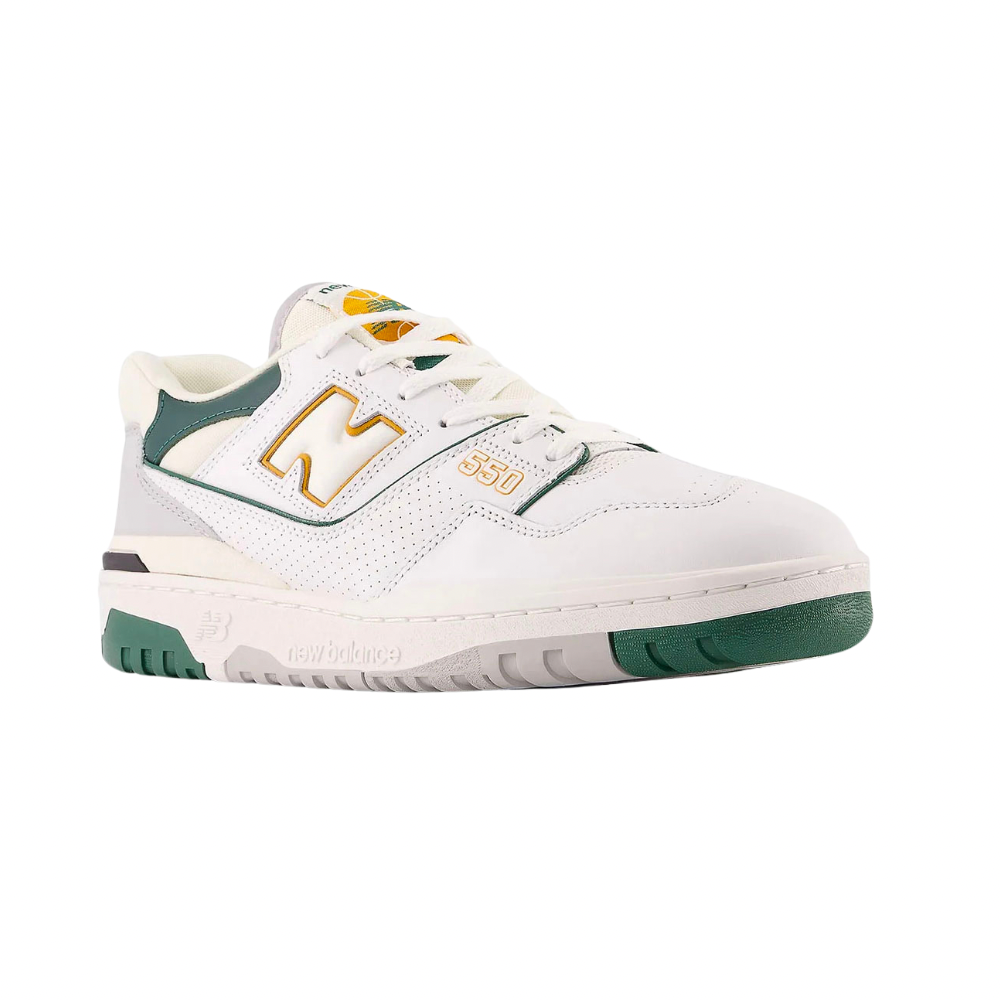 New Balance 550 White & Nightwatch Green Sneakers - Men's & Women's Casual Shoes for Walking, Running & Streetwear Fashion
