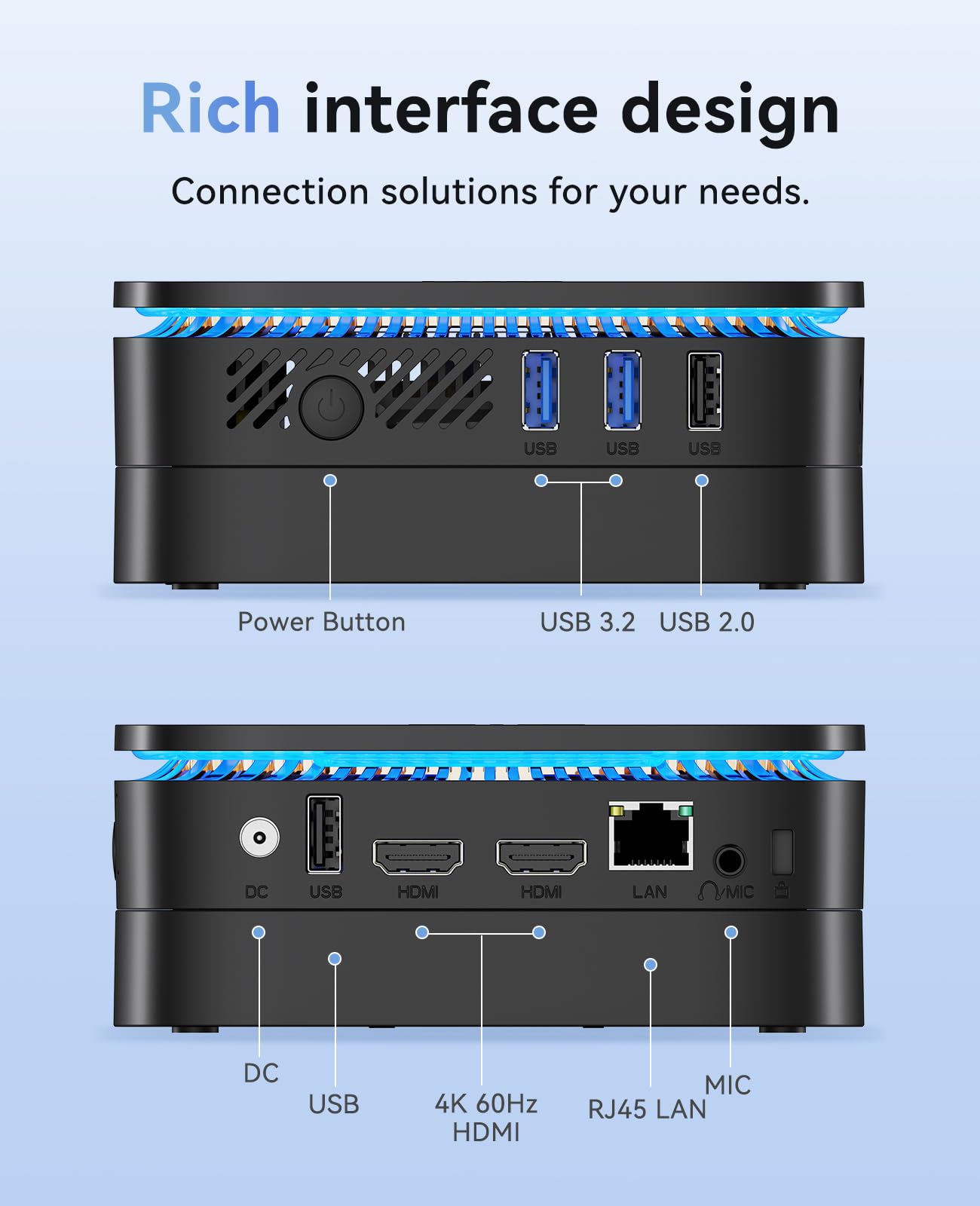 KAMRUI N100 Mini PC - 12GB LPDDR5 RAM, 256GB M.2 SSD, 4K Ultra HD, Dual HDMI, Ethernet, WiFi 6 & Bluetooth - Compact Desktop Computer for Home Office, Business, Gaming & Streaming