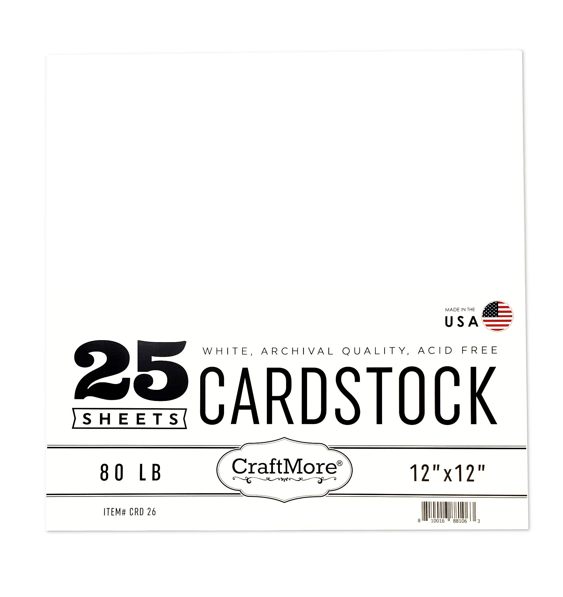 Premium 12x12 Inch Heavyweight White Cardstock Paper - 25 Sheets for Scrapbooking, Card Making & DIY Craft Projects