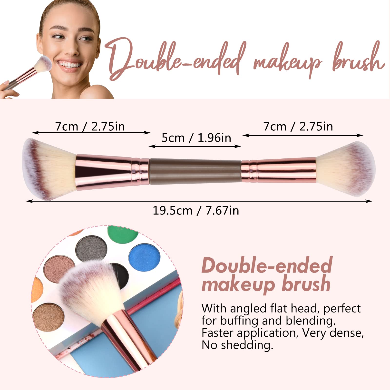 Hoxfly Double Ended Makeup Brush - Soft Dense Bristles for Foundation & Contouring | Perfect for Blush, Highlight & Concealer Application
