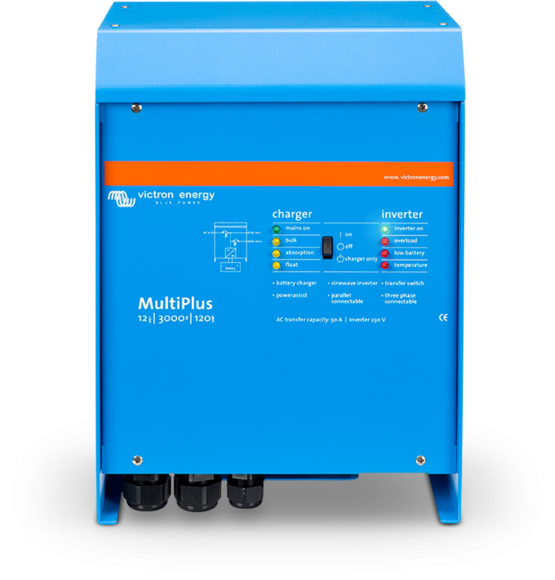 MultiPlus 12/3000/120-16 230Vac Pure Sine Wave Inverter Charger for RVs, Boats & Off-Grid Power Systems - Reliable Backup Power Solution