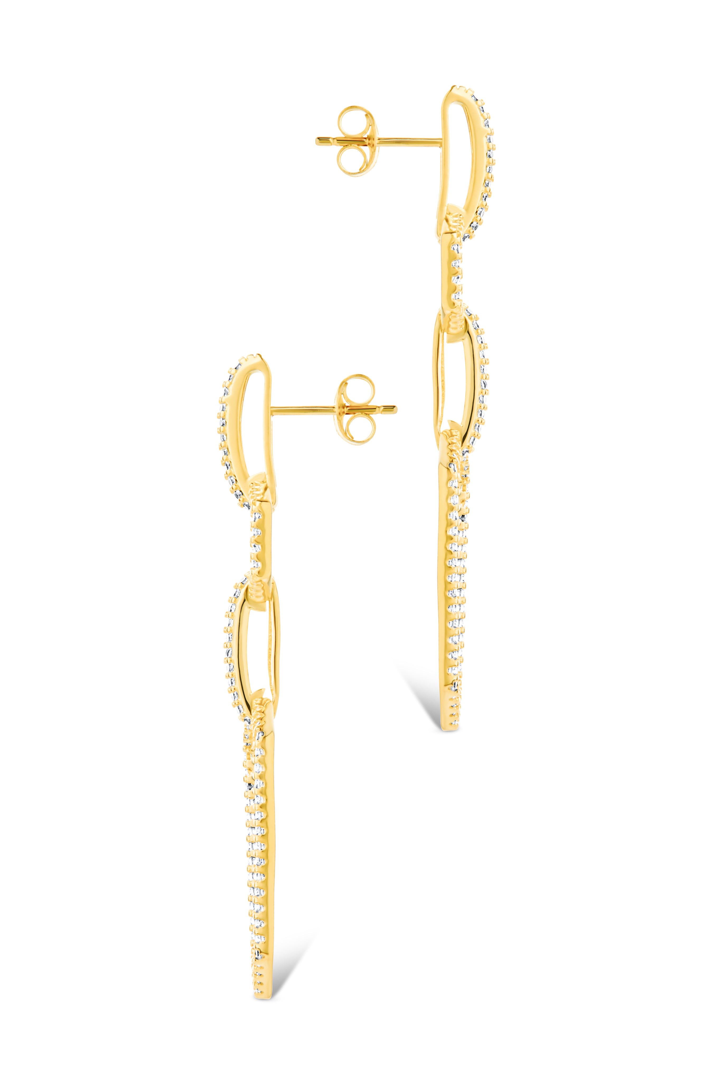Harlene CZ Chain Link Drop Stud Earrings for Women - Sparkling Cubic Zirconia Dangle Earrings for Party, Wedding & Evening Wear