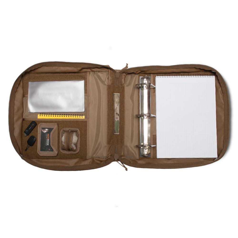 Tactical Notebook Cover - 3-Ring Binder Organizer with Zippered Padfolio & Leather Handle | Fits 3-4 Inch Binders | Durable Military-Grade Field Use | Multicam Camouflage | Perfect for Outdoor Adventures, Office Work & Tactical Missions