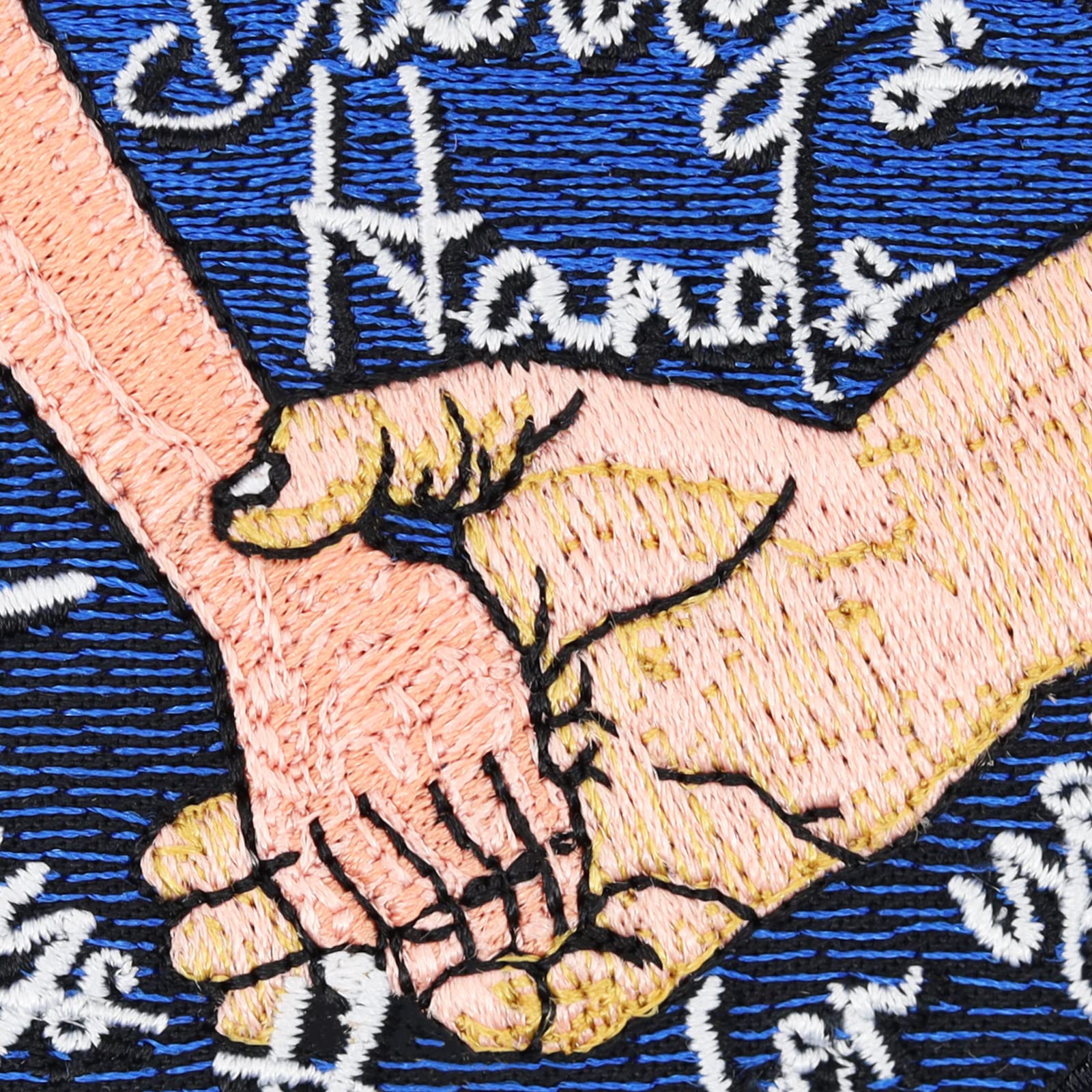 Daddy's Hands Are Always There for You - Iron-On or Sew-On Fabric Patch (2.75x2.75 in) for Clothing, Backpacks & DIY Crafts | Funny Quote Applique for All Fabrics - Perfect for Gifts, Family Apparel & Personalized Projects