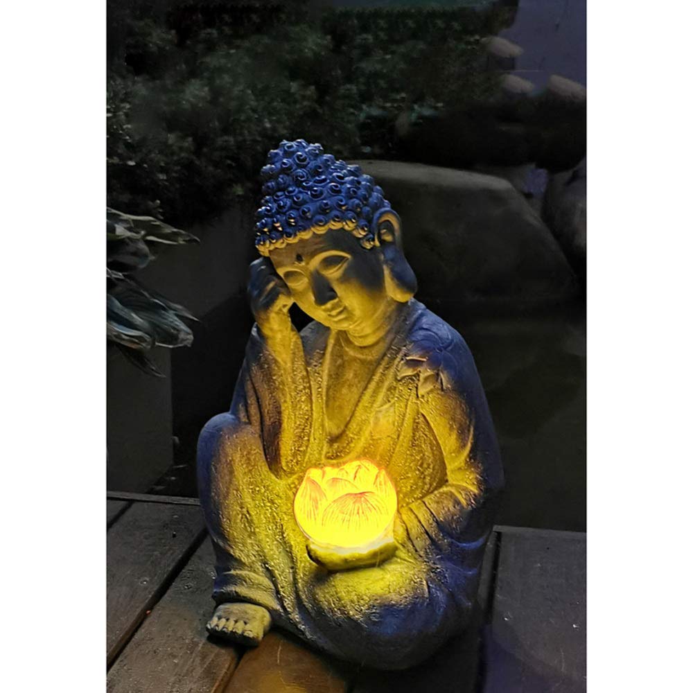 Solar Powered Meditating Buddha Statue - Outdoor Garden Decor with Solar Light for Patio, Yard & Zen Meditation Spaces