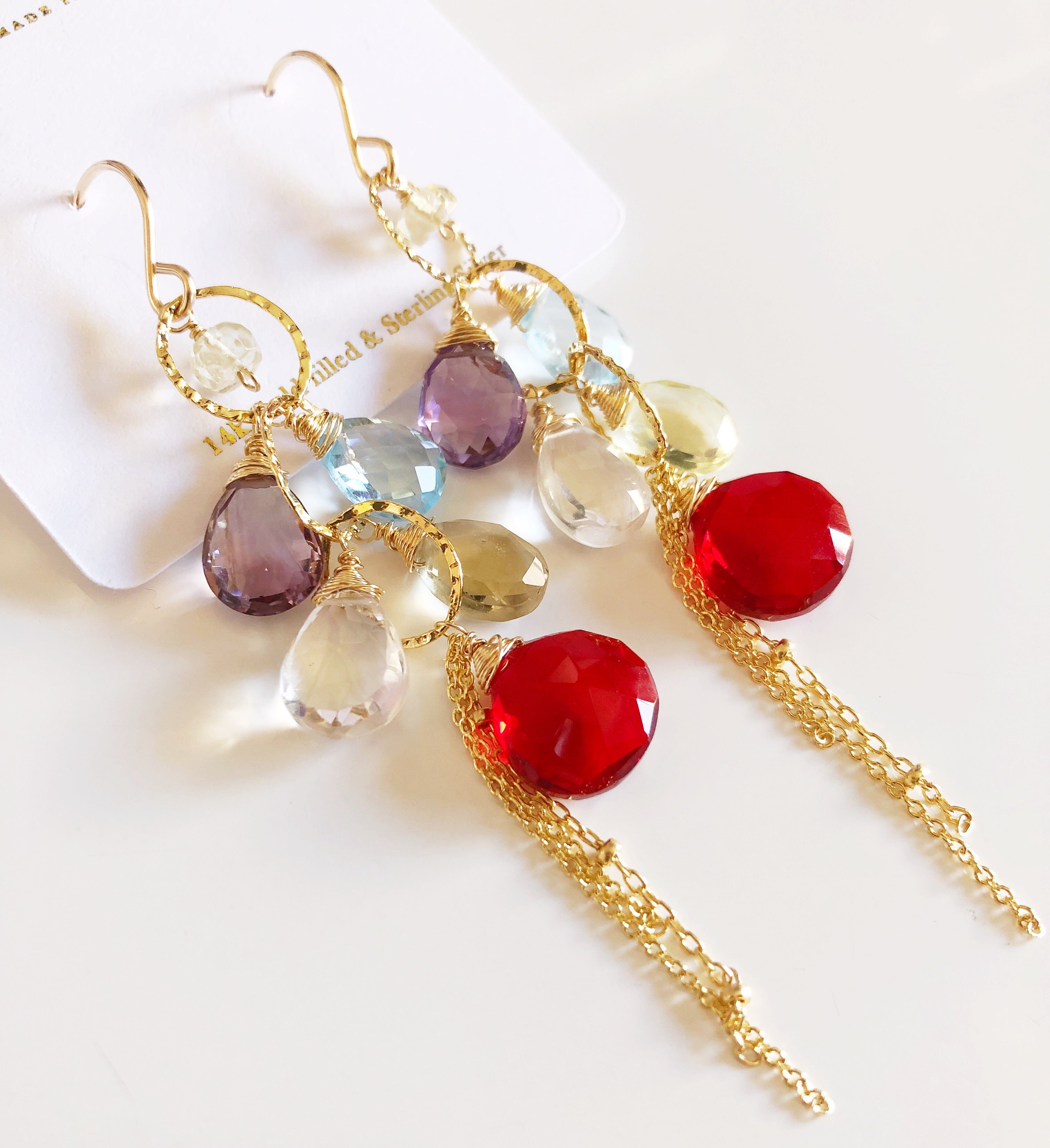 Garnet Quartz Earrings for Women - Elegant AVA E300 Dangle Earrings | Perfect for Parties, Weddings & Special Occasions