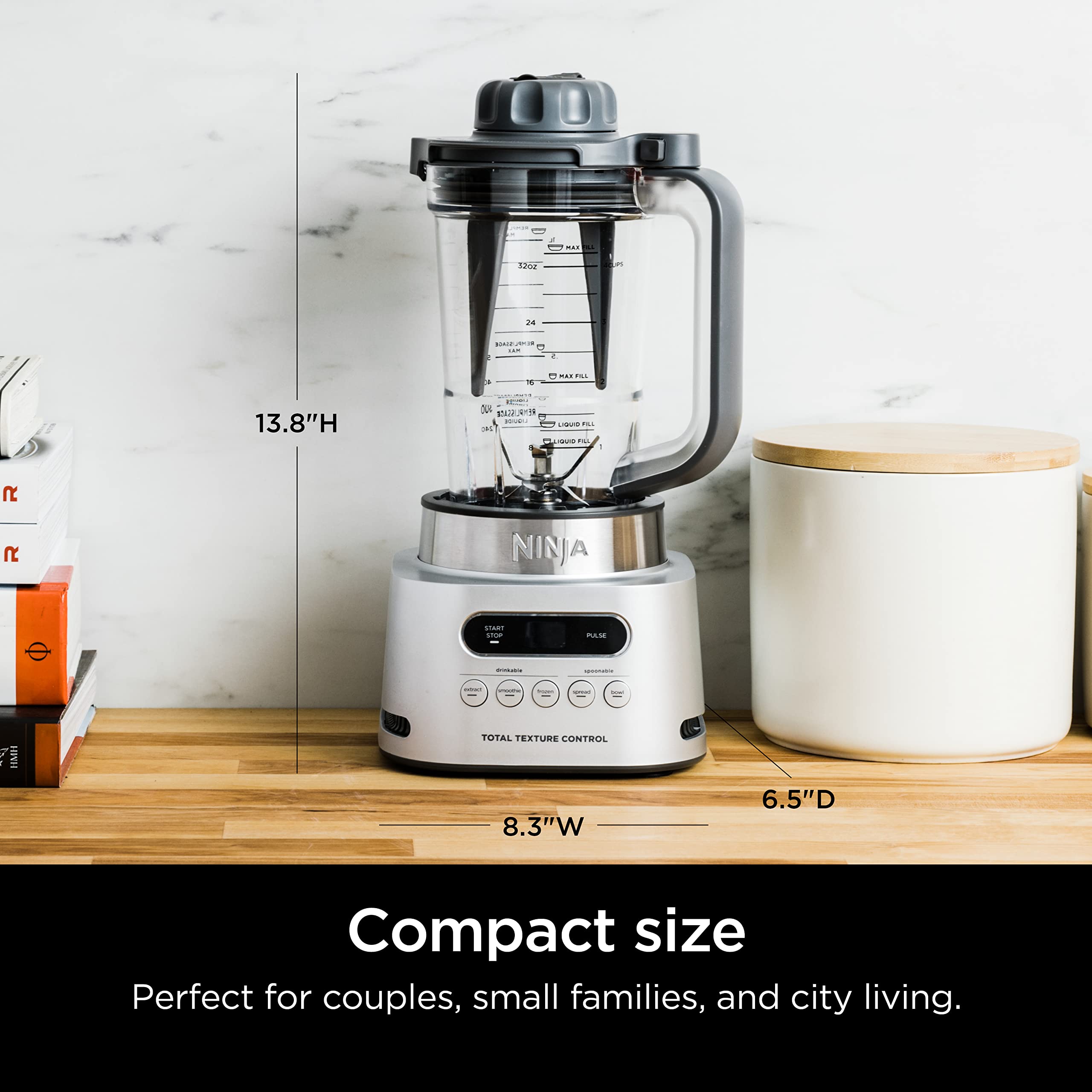 Ninja SS151 TWISTi Blender DUO - 1600W High-Speed Smoothie Maker & Nutrient Extractor with 5 Functions (Smoothies, Spreads & More) | Includes 34oz Pitcher & 2 To-Go Cups | SmartTORQUE Technology | Perfect for Smoothies, Nut Butters & Meal Prep - Gray