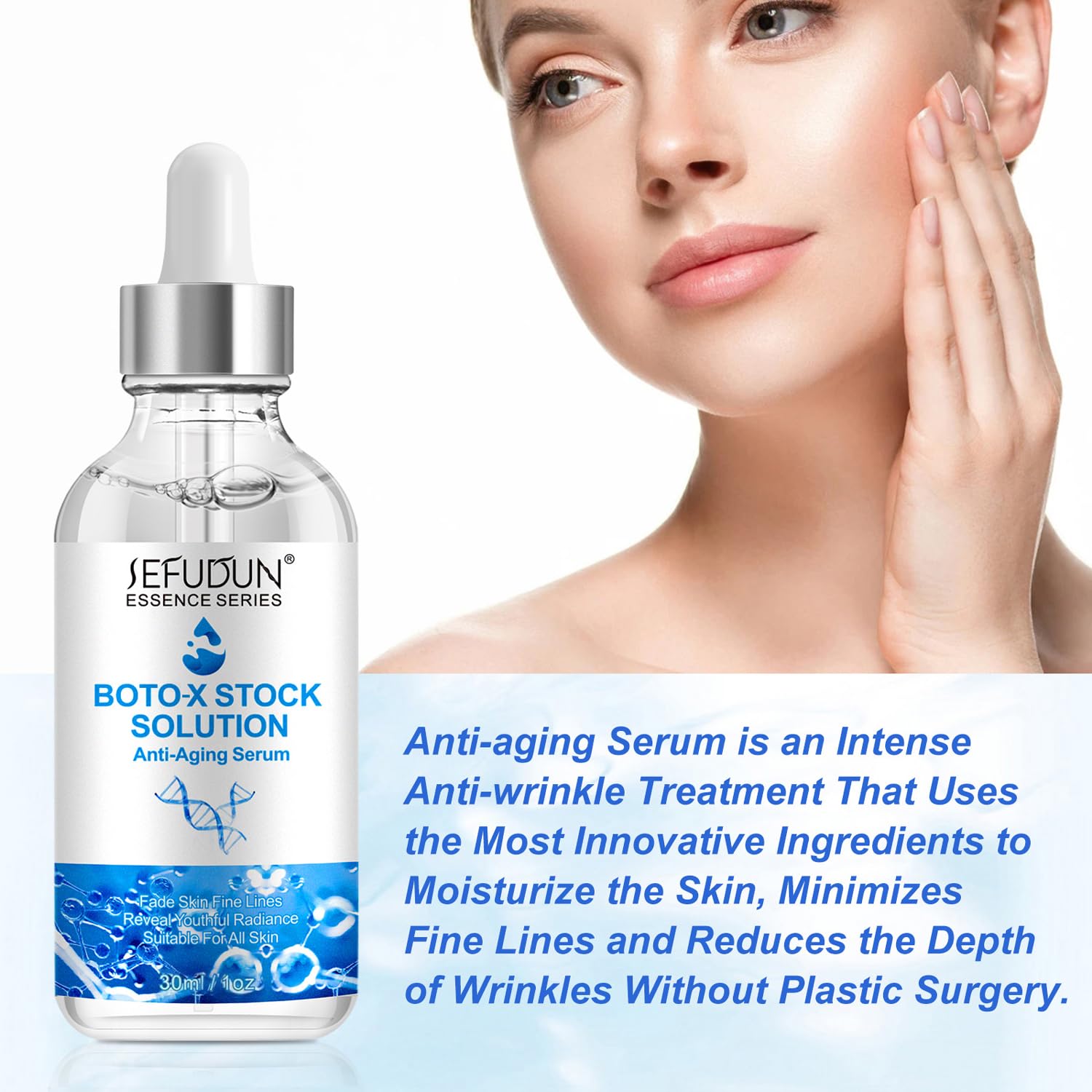 Botox Stock Anti-Aging Facial Serum 1 Fl Oz - Instant Face Tightening, Reduces Fine Lines & Wrinkles, Boosts Collagen, Hydrates & Plumps Skin - Perfect for Daily Skincare Routine & Nighttime Rejuvenation