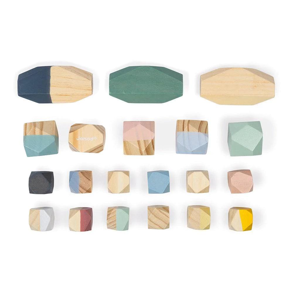 Janod Sweet Cocoon Stacking Stones - Wooden Balancing Game for Kids, Montessori Educational Toys for Toddlers - Perfect for Indoor Play, Birthday Gifts & Preschool Learning Activities
