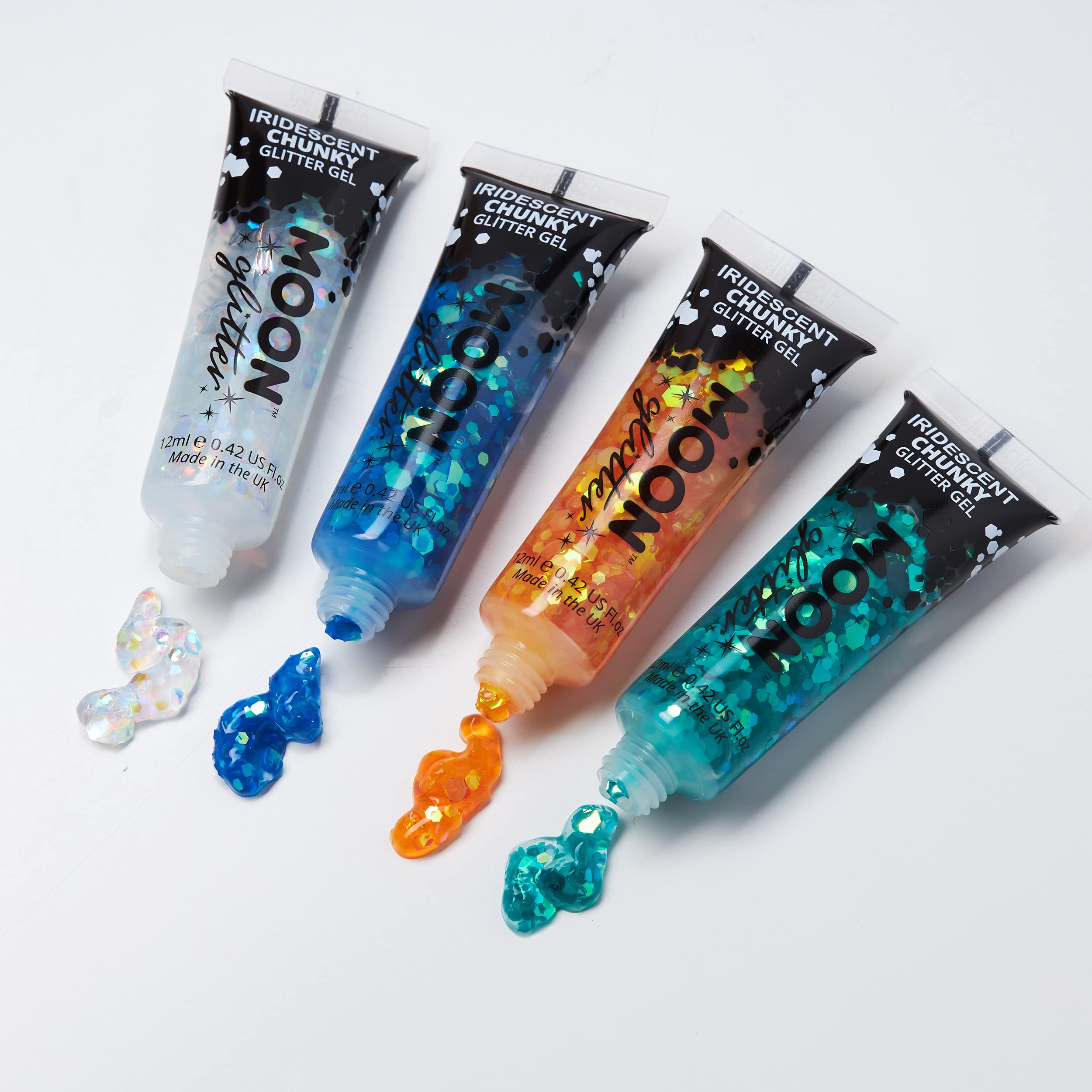Moon Glitter Iridescent Chunky Face & Body Glitter Gel - 12ml Green Glitter Makeup for Festival, Rave, Halloween & Cosplay - Vegan & Cruelty Free