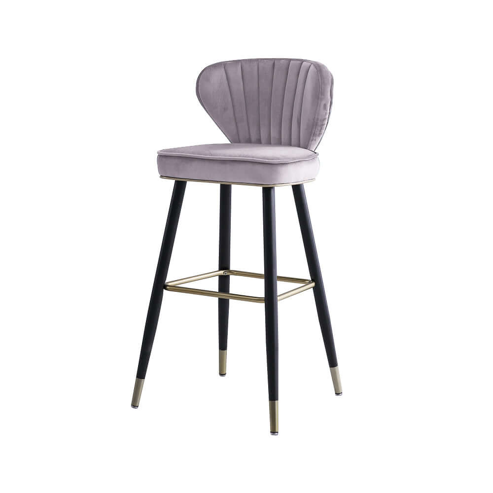 Modern Blue Velvet Counter Height Bar Stools with Back - Set of 3 for Kitchen Island, Breakfast Nook & Home Bar Decor