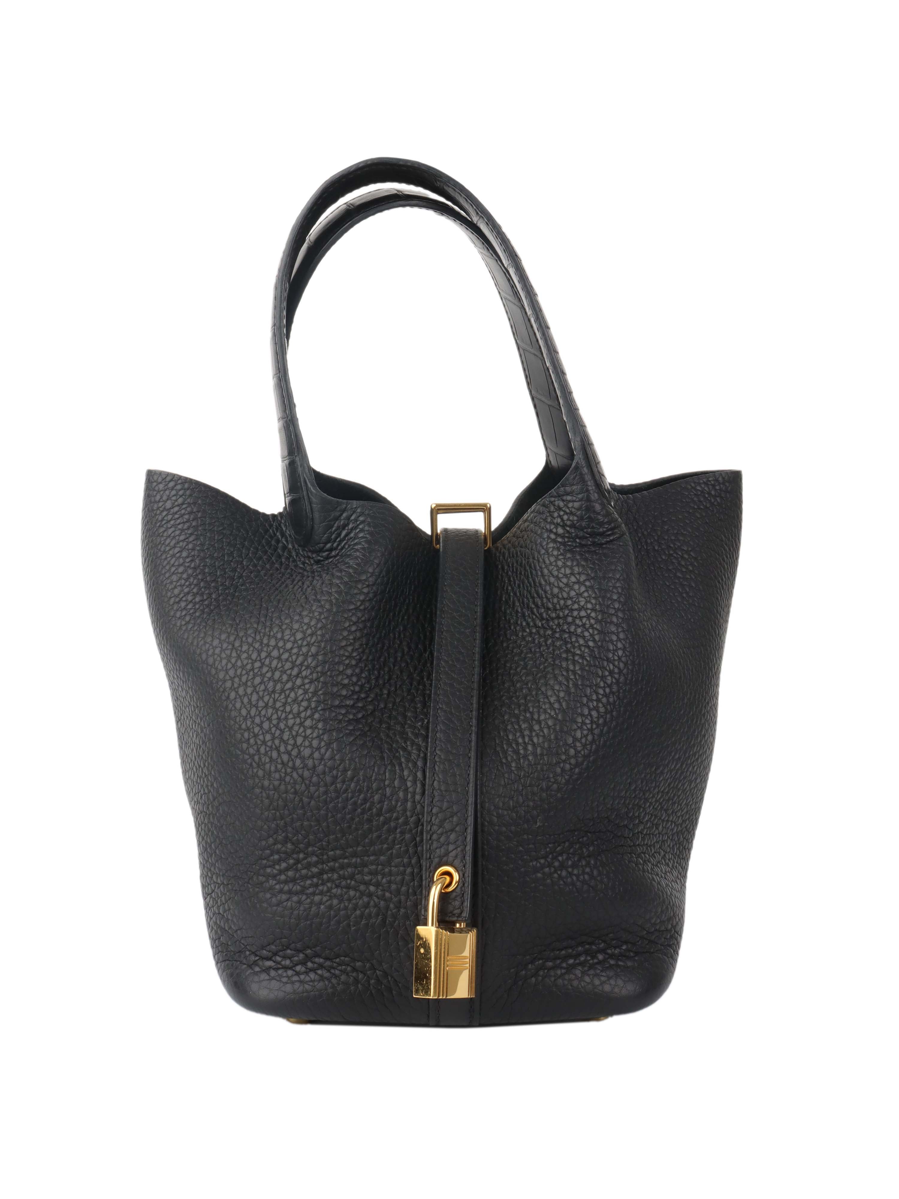 Luxury Hermes Picotin Lock 18 Handbag with Genuine Alligator Handle - Perfect for Everyday Use, Work & Special Occasions