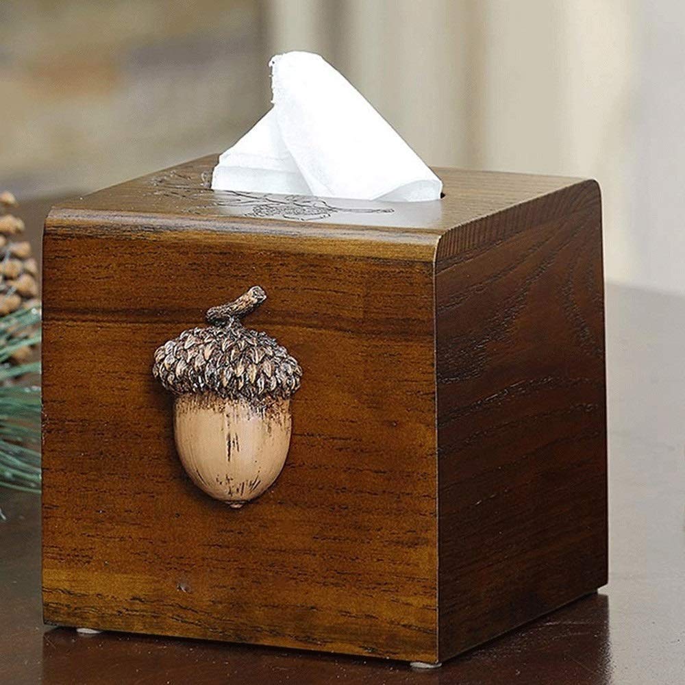 Rustic Brown Torched Wood Tissue Box Cover - Country Style Bathroom & Facial Tissue Holder, Napkin Dispenser (Color B) - Perfect for Farmhouse Decor, Bathroom Organization & Cozy Home Accents