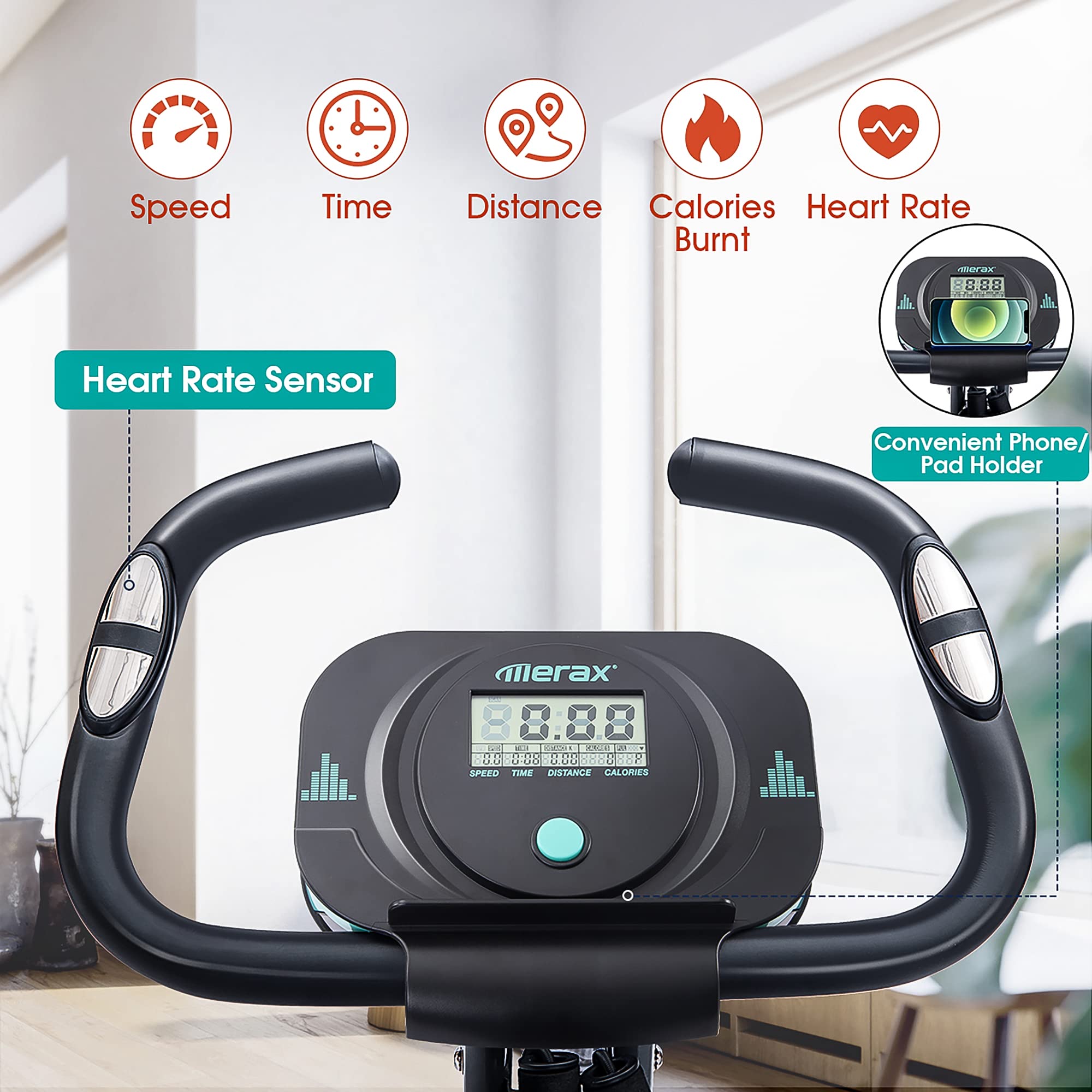 Merax 2-in-1 Recumbent & Upright Exercise Bike - 16-Level Magnetic Resistance Foldable Stationary Bike for Home Workouts | Indoor Cycling Machine for Cardio Training & Fitness