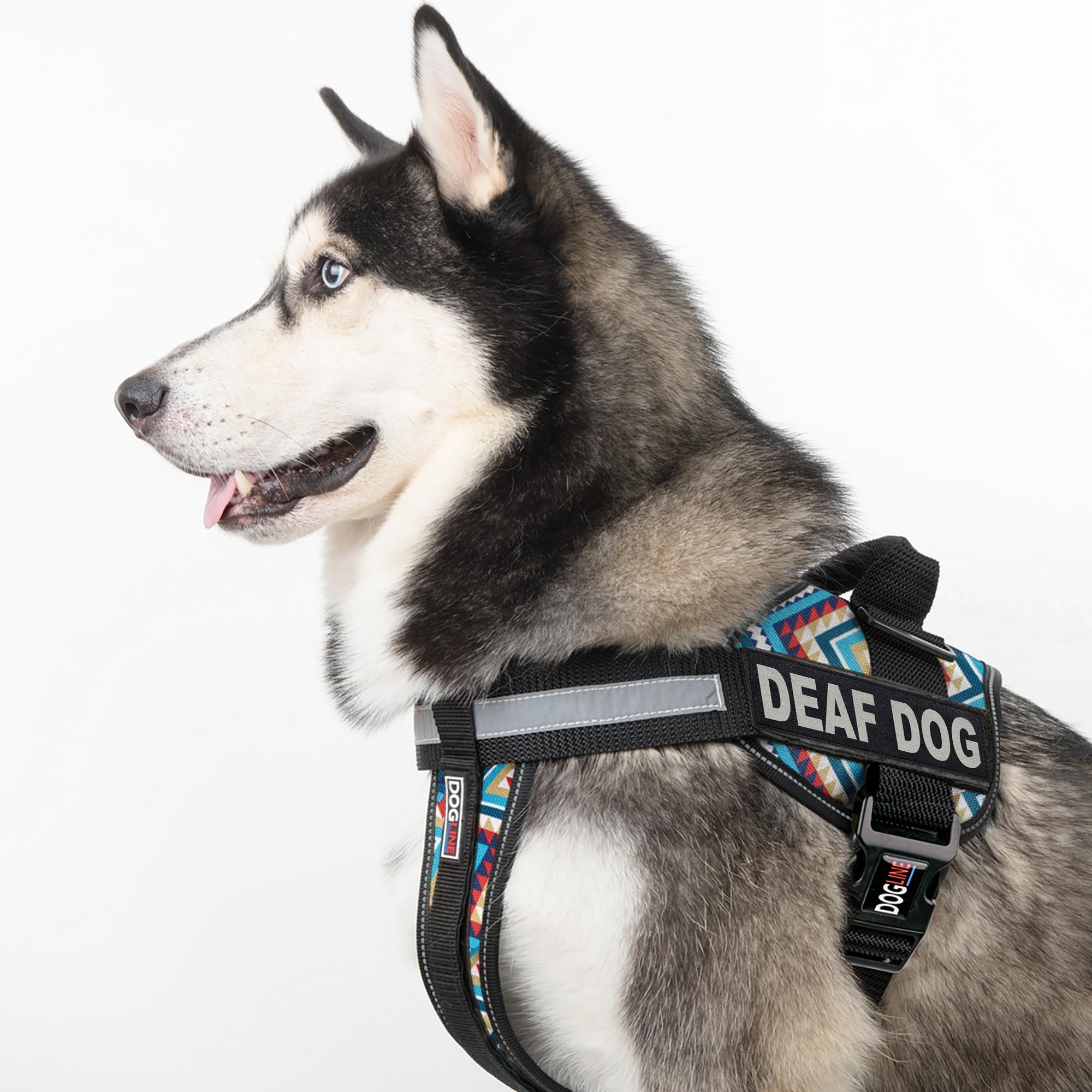 **Dogline Unimax No-Pull Dog Harness Vest with Reflective Patches - Adjustable Straps, Breathable Neoprene for Deaf, Medical, Service & Training Dogs (Girth 28-38