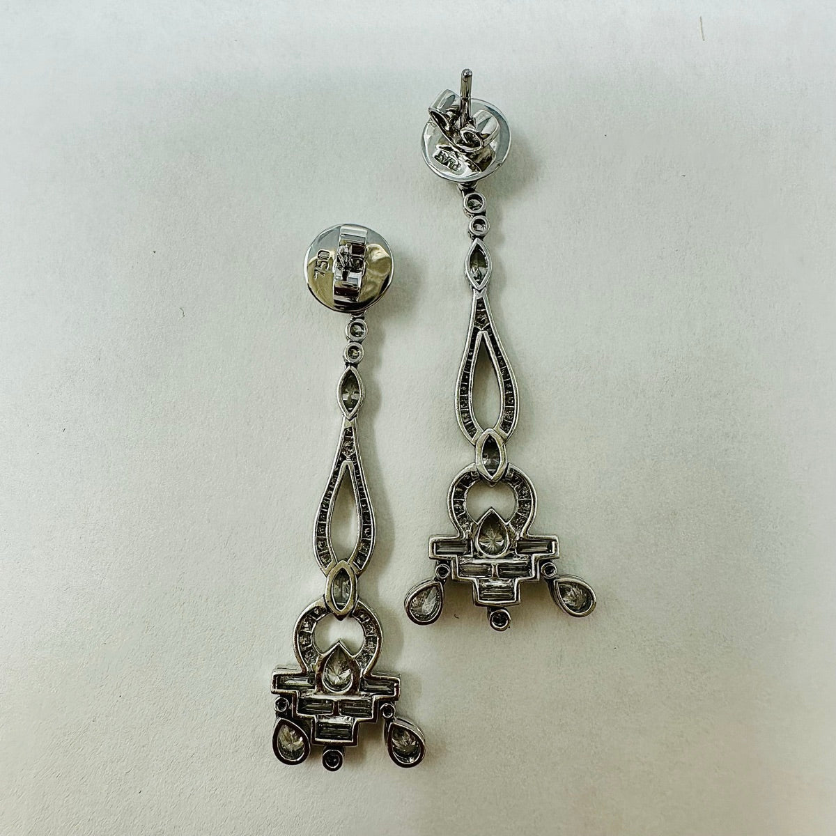 Platinum Diamond Dangle Earrings for Women - Elegant Drop Earrings for Party, Wedding & Evening Wear - 925 Sterling Silver Jewelry Gift