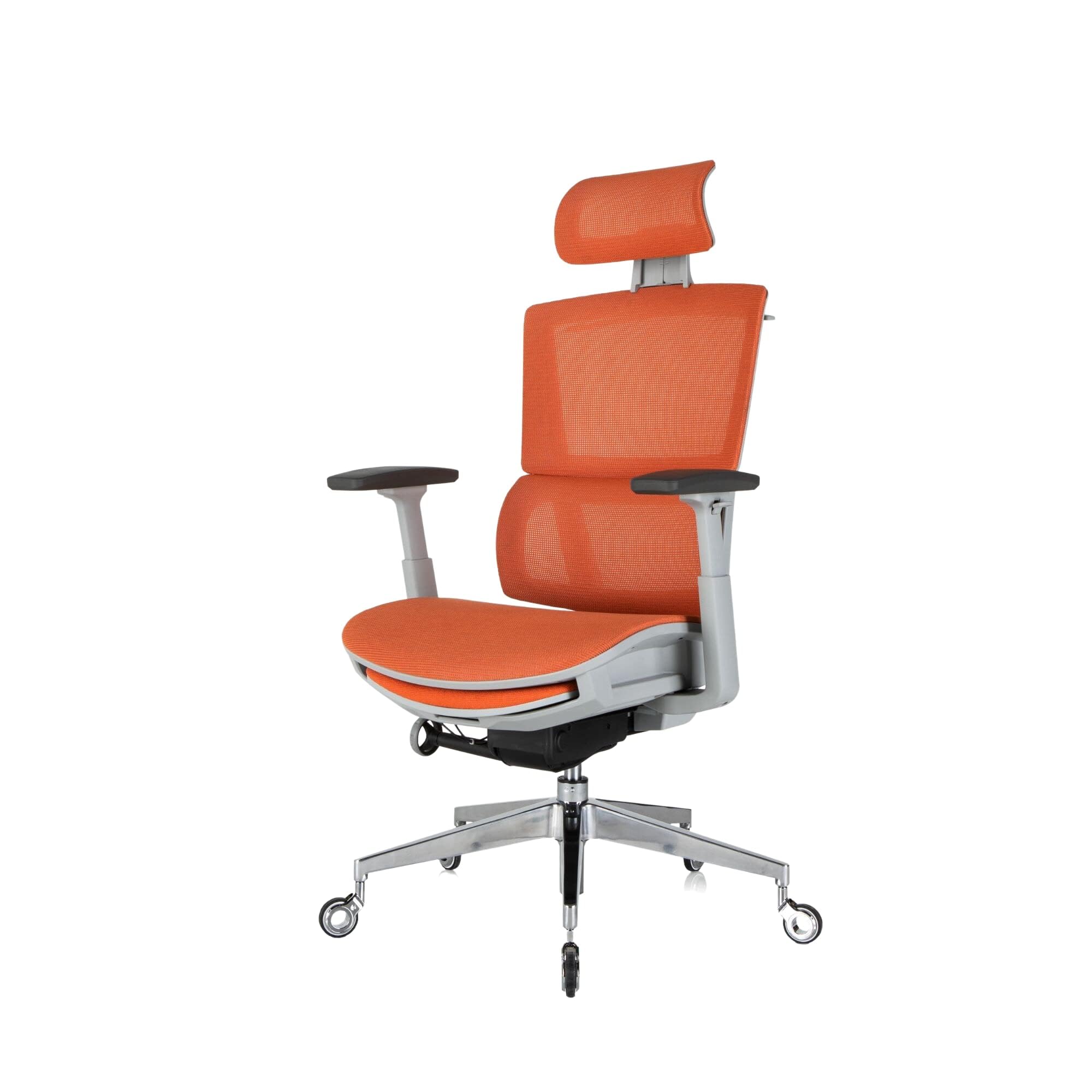 Nouhaus Rewind Ergonomic Office Chair with Adjustable Footrest & Lumbar Support - Mesh High Back Rolling Task Chair for Home Office - Orange - Perfect for Long Work Hours & Gaming Sessions