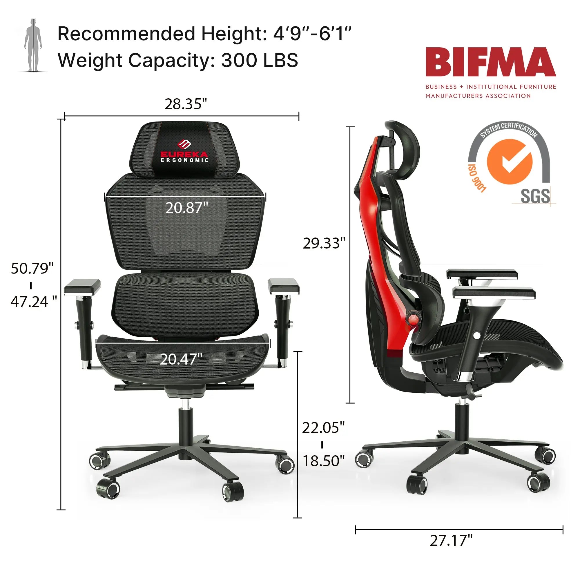 Typhon Hybrid Ergonomic Gaming Chair - Adjustable Lumbar Support & Headrest for PC, Office & Console Gaming - Comfortable Racing Style Chair for Long Hours of Work or Play