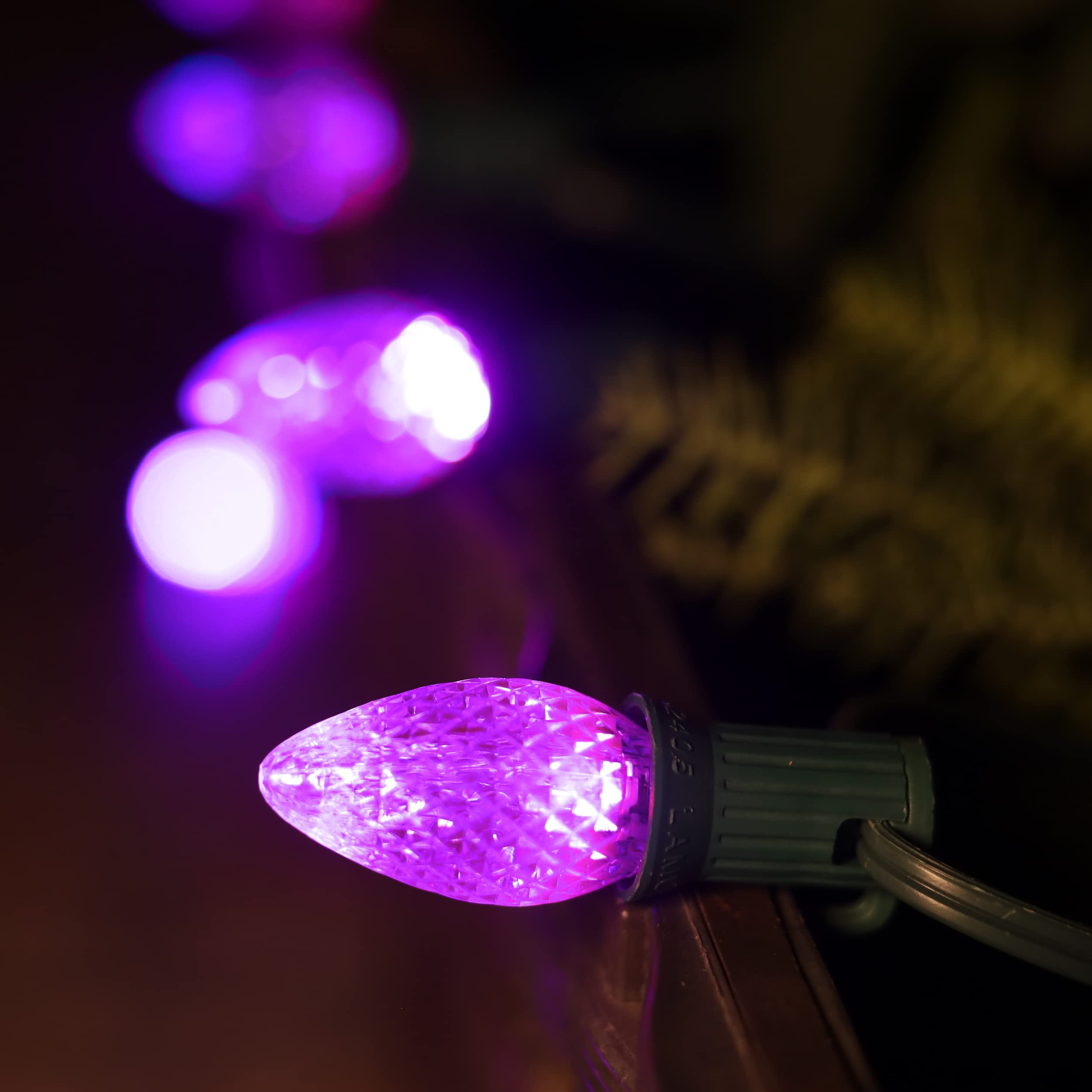 C7 LED Christmas Lights Replacement Bulbs - 25 Pack, 120V UL Commercial Grade, Faceted Dimmable E12 Socket LED Bulbs for Indoor & Outdoor Holiday Decor (Purple) - Perfect for Christmas Trees, Wreaths, and Home Holiday Lighting