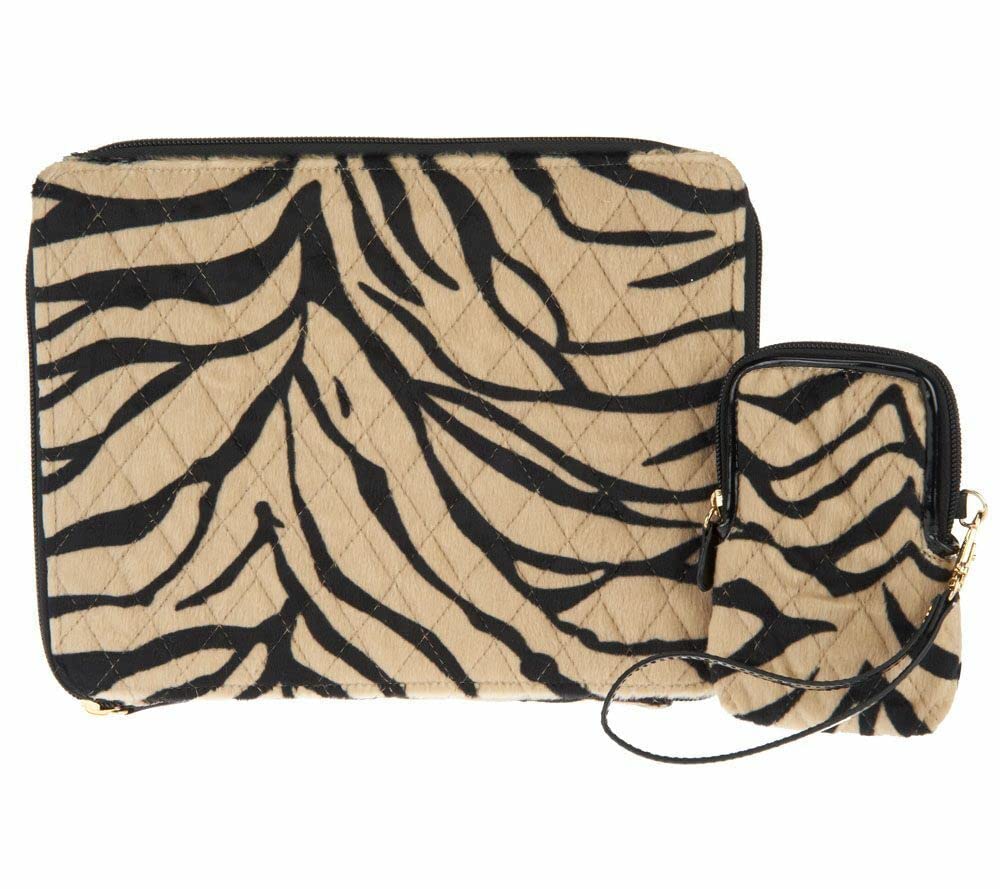 Dennis Basso Zebra Print Faux Fur Tablet & Phone Case - Stylish Protective Cover for iPad, iPhone, Samsung | Perfect for Work, Travel & Everyday Use