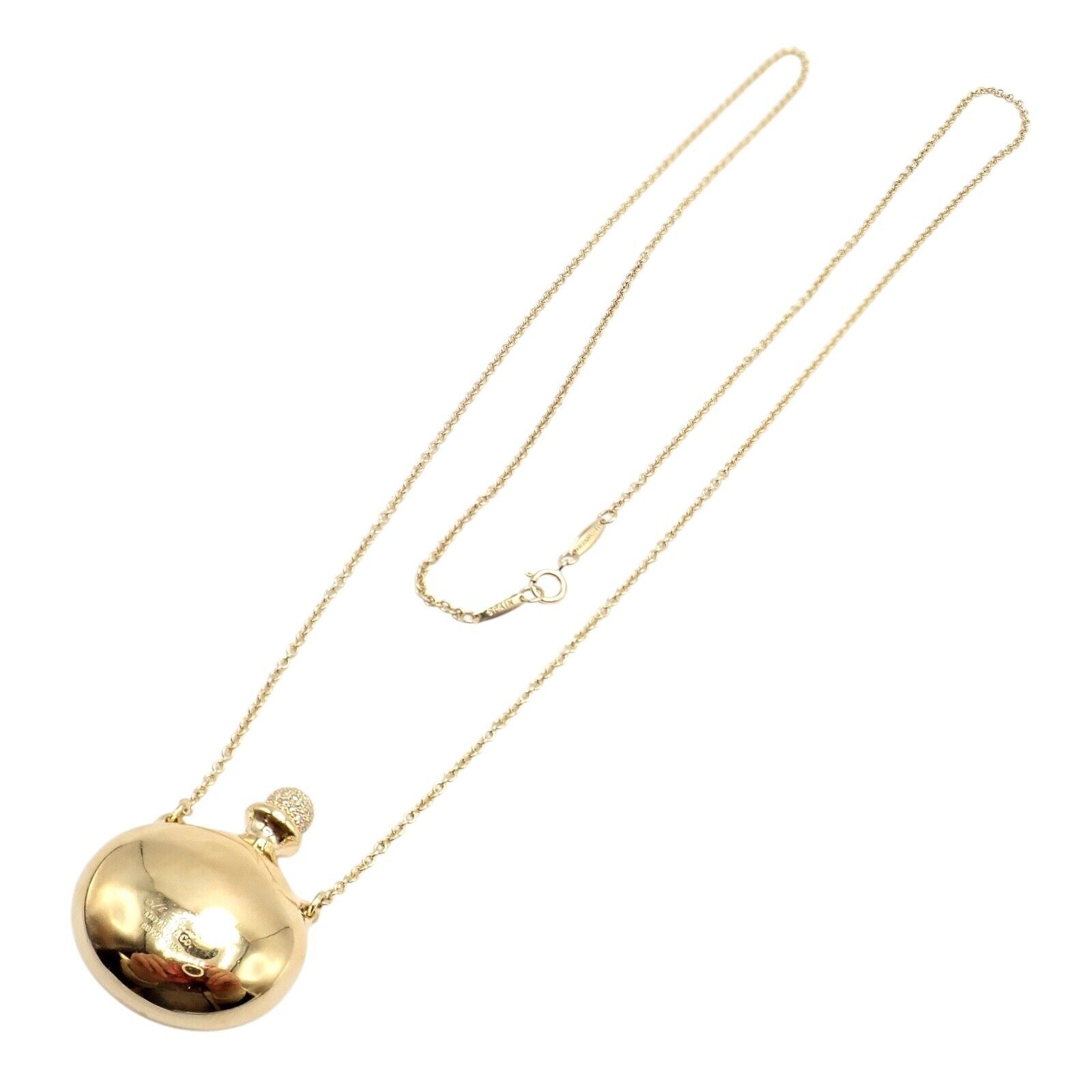 Tiffany & Co Peretti 18k Yellow Gold Diamond Bottle Pendant Necklace - Extra Large Luxury Jewelry for Women, Perfect Gift for Anniversary & Special Occasions