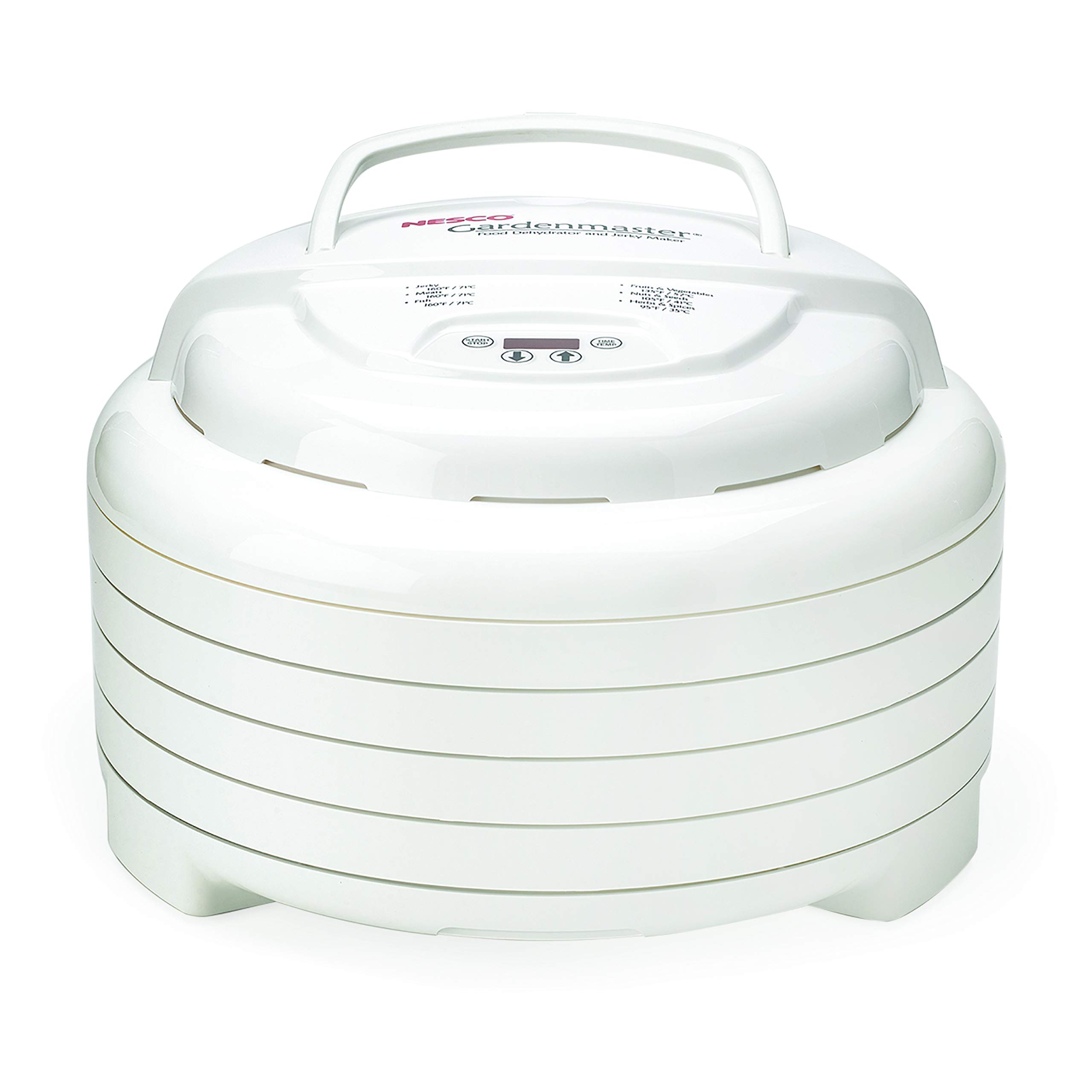 NESCO FD-1040 Gardenmaster Digital Pro Food Dehydrator for Jerky, Fruit, Vegetables & Herbs | White Electric Food Dryer | Includes 2 NESCO LM-2-6 Round 13.5