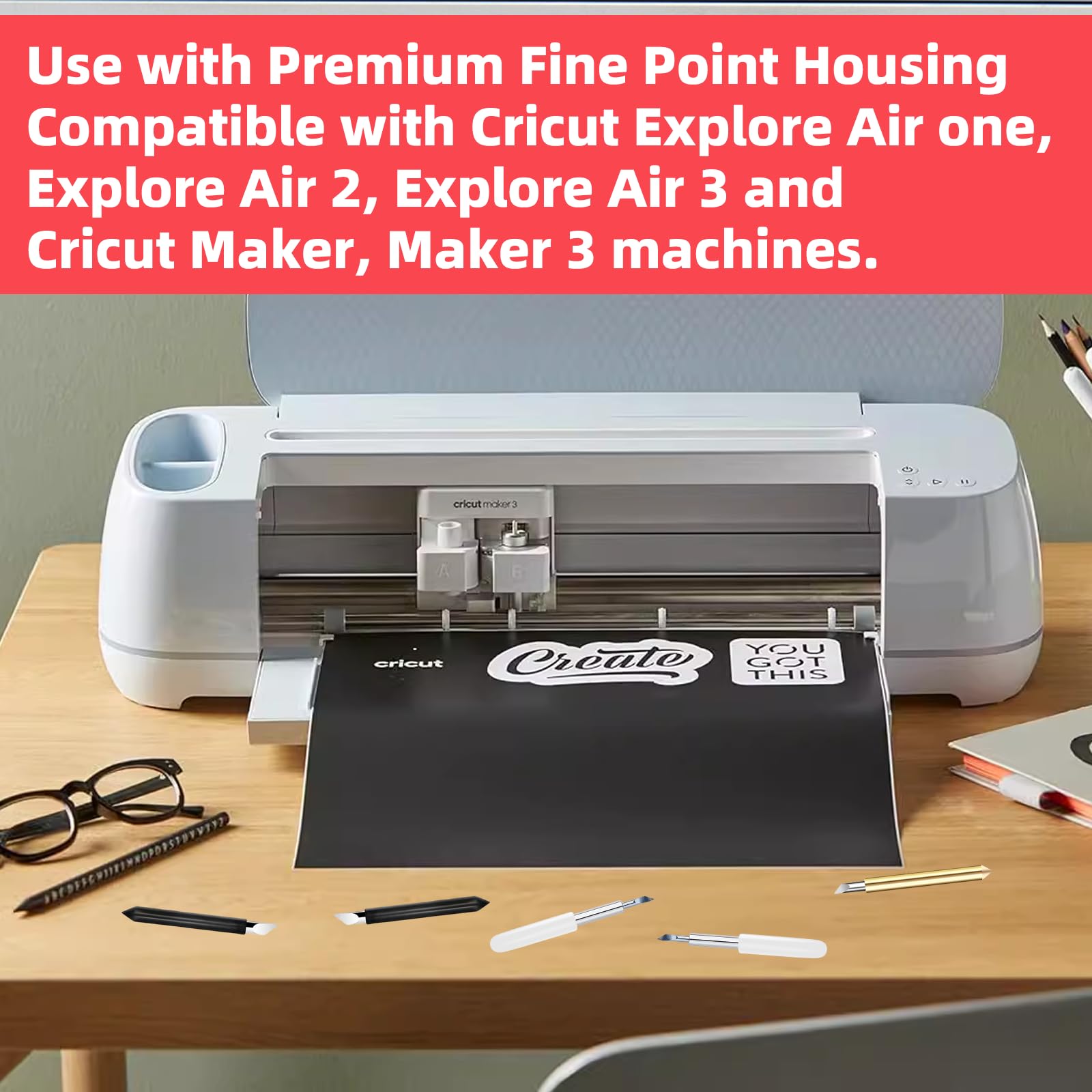 23 Pcs Replacement Blades for Cricut Maker 3/Maker/Explore 3/Explore Air 2/Air/One/Venture - Includes 11PCS 30° Standard Blades, 6PCS 45° Fine-Point Blades & 6PCS 60° Deep Cutting Blades - Perfect for DIY Crafts, Vinyl Cutting, and Paper Projects