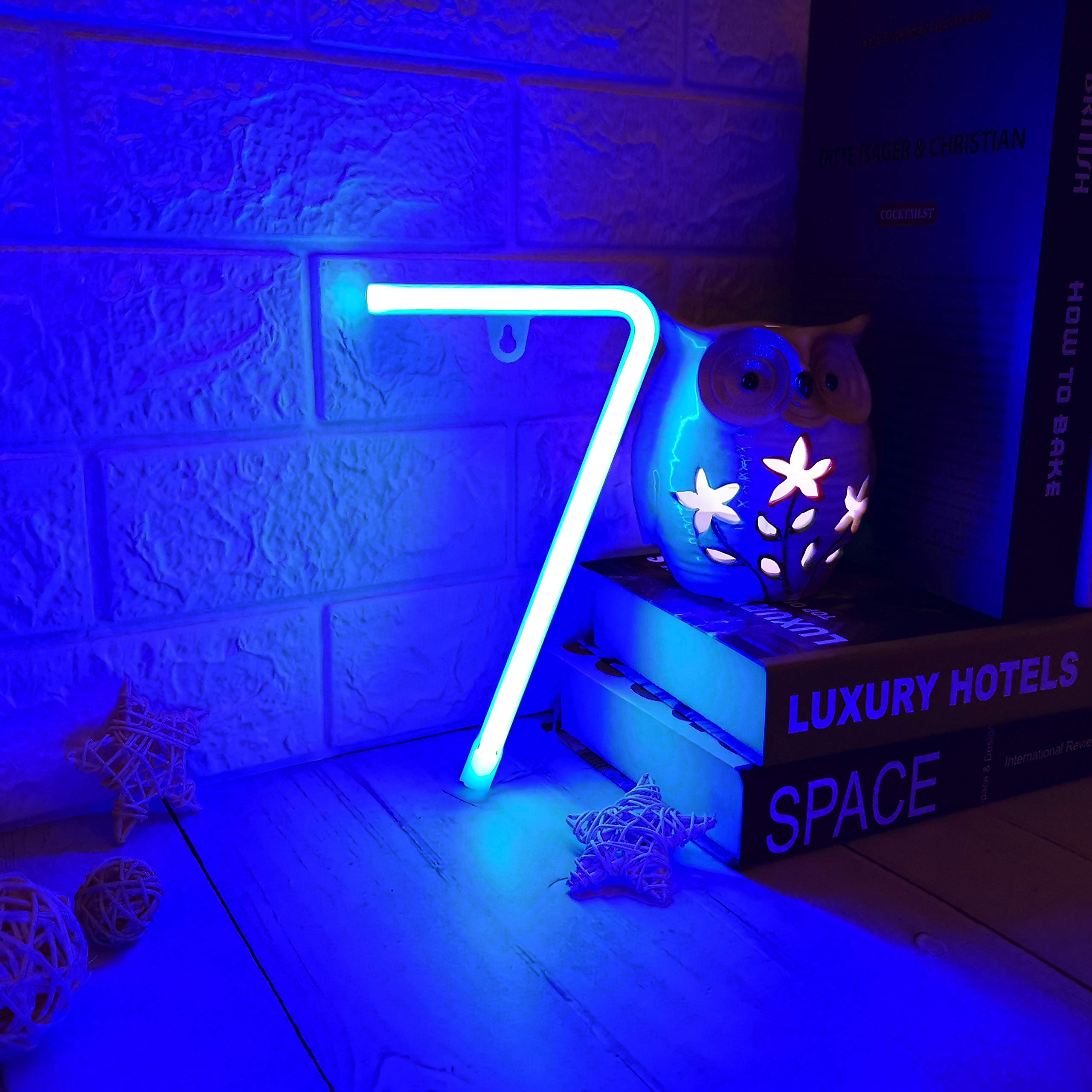 Custom LED Neon Letter Signs A-Z & 0-9 - Blue Wall Decor for Home, Bar, Wedding & Events - Battery/USB Powered Dimmable Neon Lights for Bedroom, Party & Business Signage