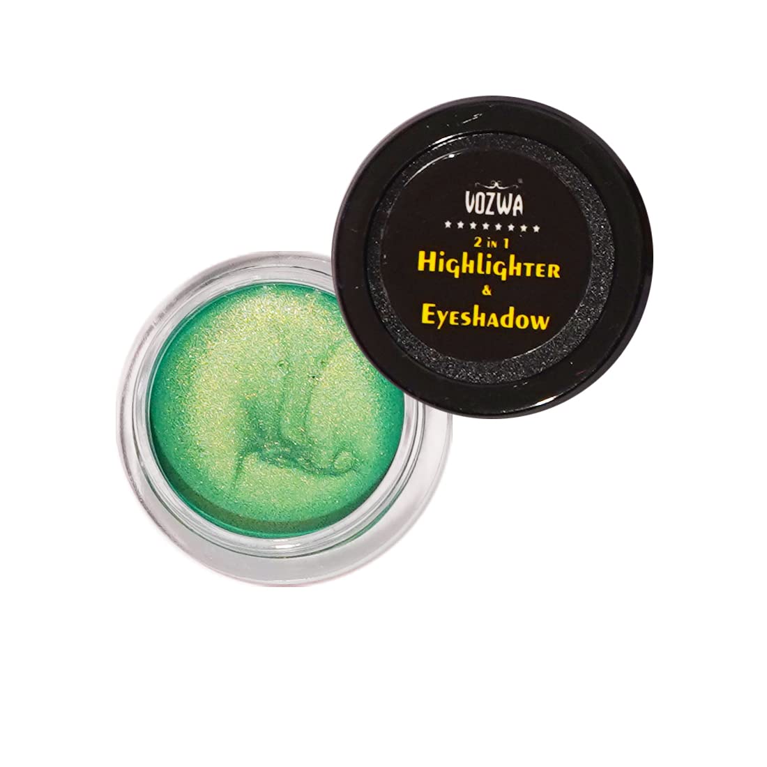 Vozwa 2 in 1 Green Highlighter & Eyeshadow Palette - Vegan Face Makeup for Glowing Skin | Perfect for Party, Stage Performance & Photo Shoots