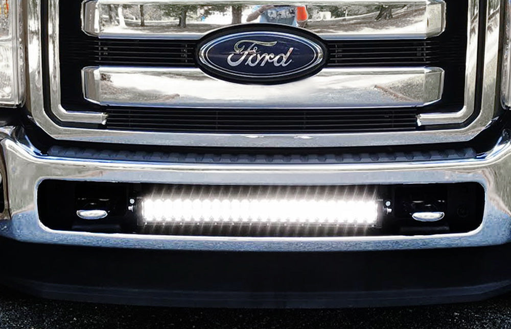 144W 25 LED Light Bar with Lower Bumper Brackets & Wiring Harness for 2011-2016 Ford F250 F350 Super Duty - Off-Road, Fog Lights, Night Driving, Truck Accessories