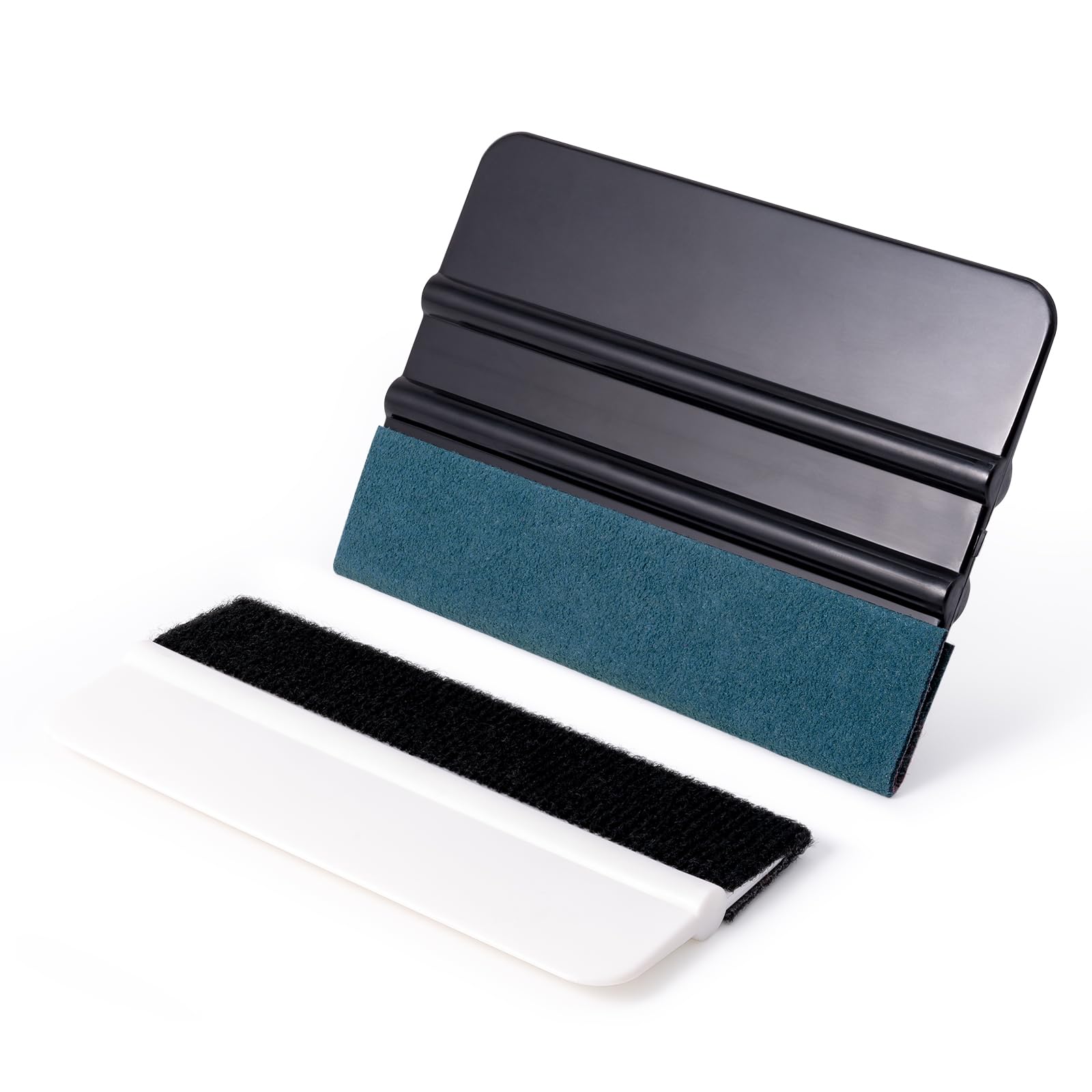 FOSHIO 2-Pack 4-Inch Black Suede & White Felt Squeegee Kit for Car Window Tinting, Vinyl Wrap Installation, and Wallpaper Smoothing - Professional Auto & Home DIY Tools for Perfect Results